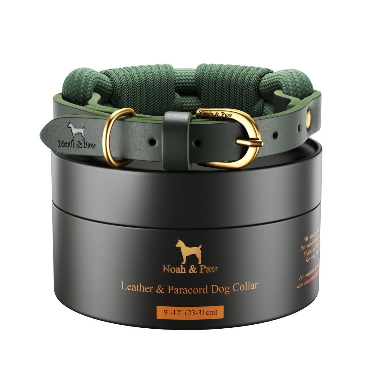 Noah & Paw leather and paracord dog collar