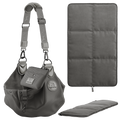 Mesh dog sling with snap closure, Gray, 3D view, Noah & Paw