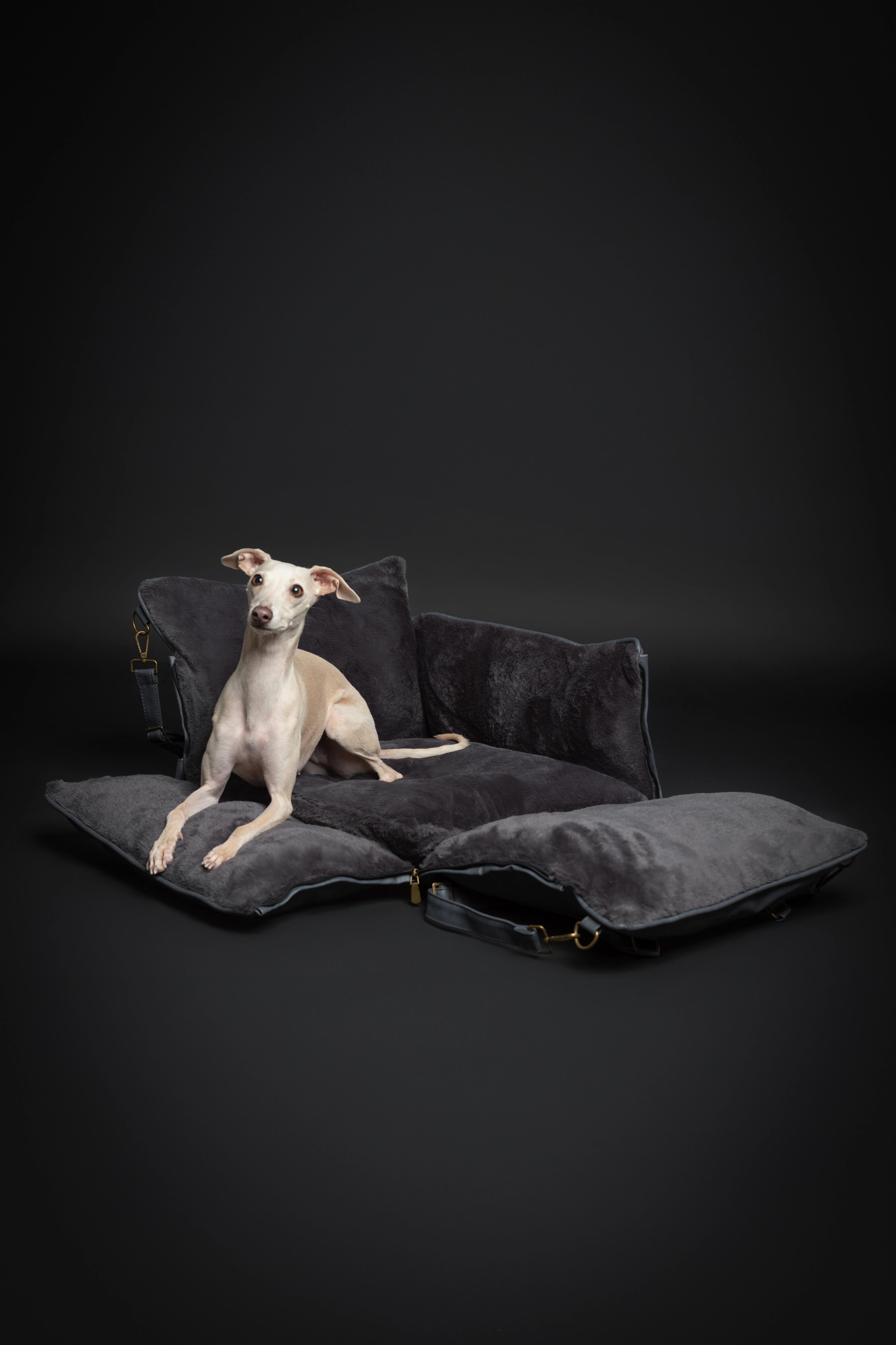 Dog Car Seat Portable Style Faux Leather Black