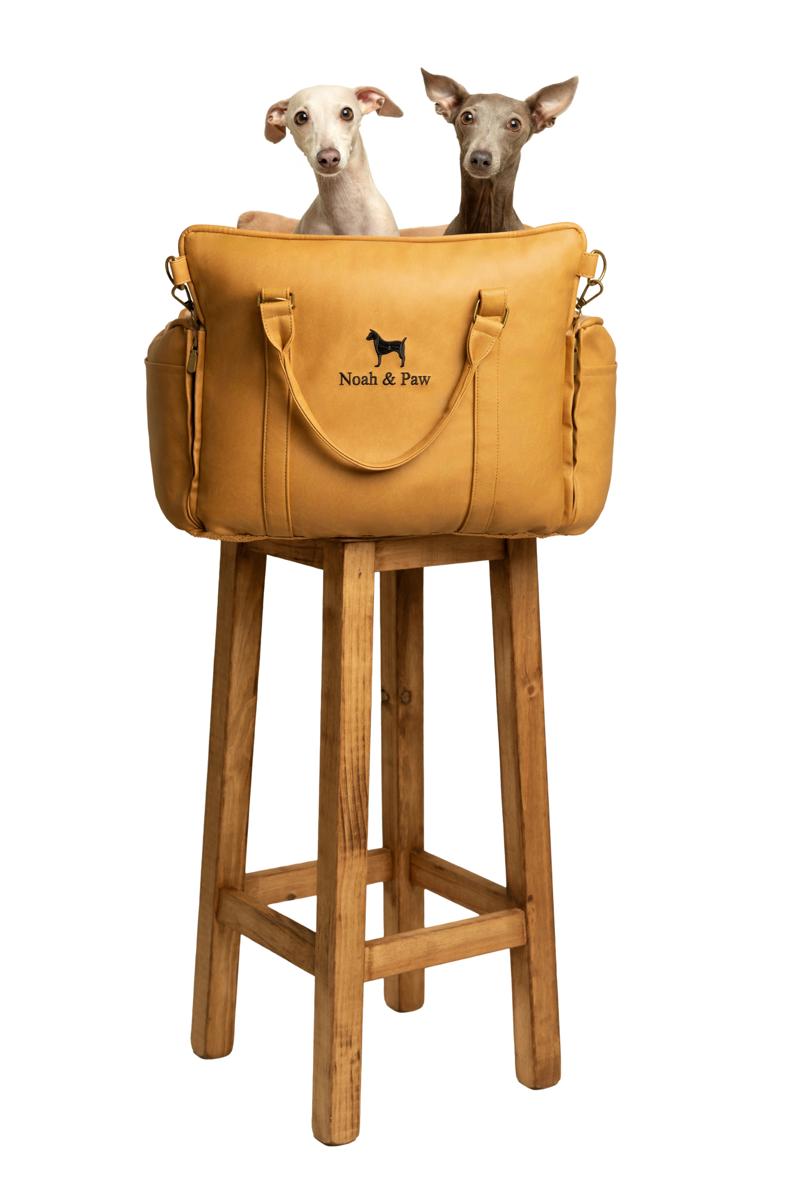 Dog Car Seat Portable Style Faux Leather Camel