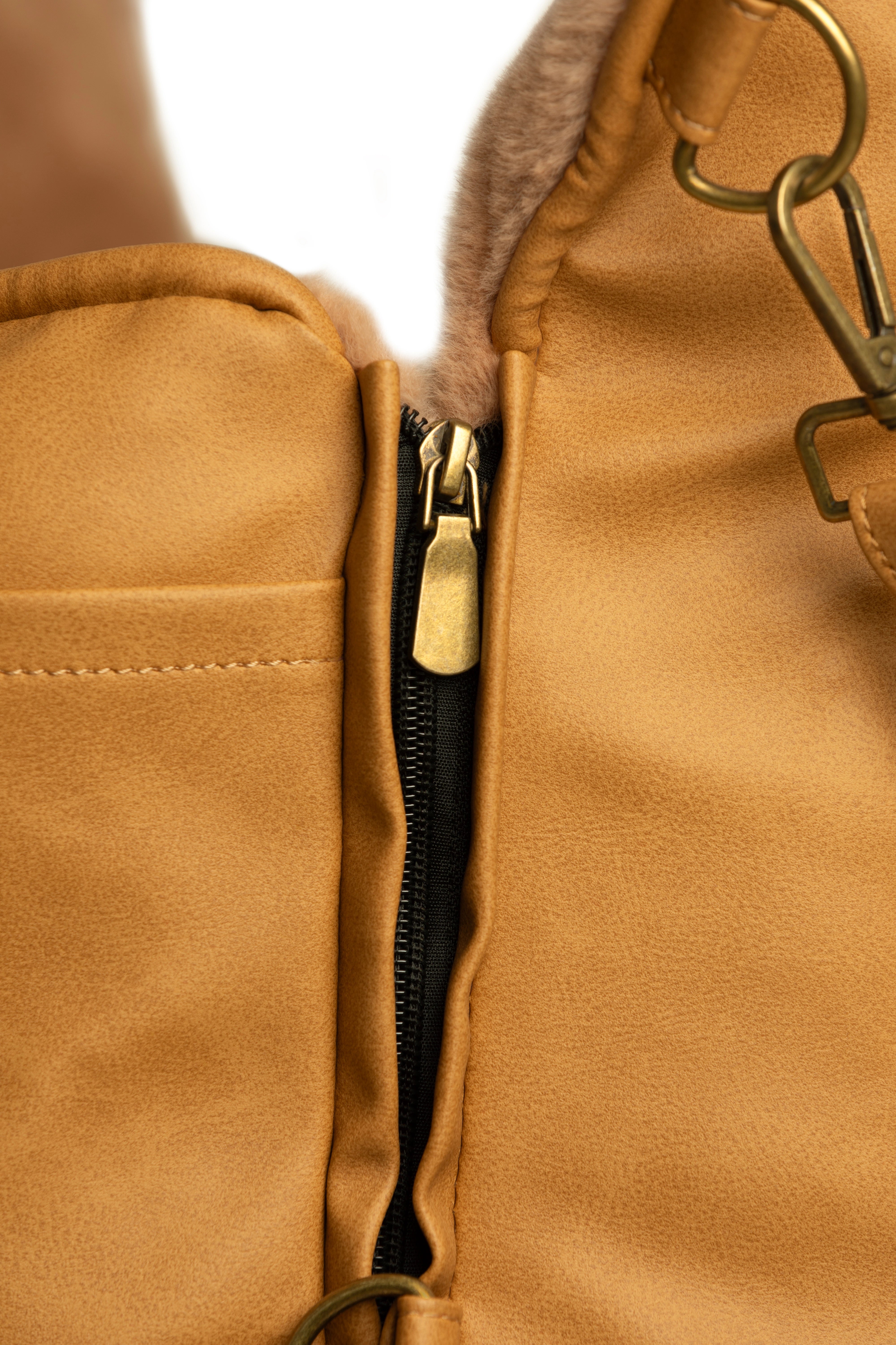 Dog Car Seat Portable Style Faux Leather Camel