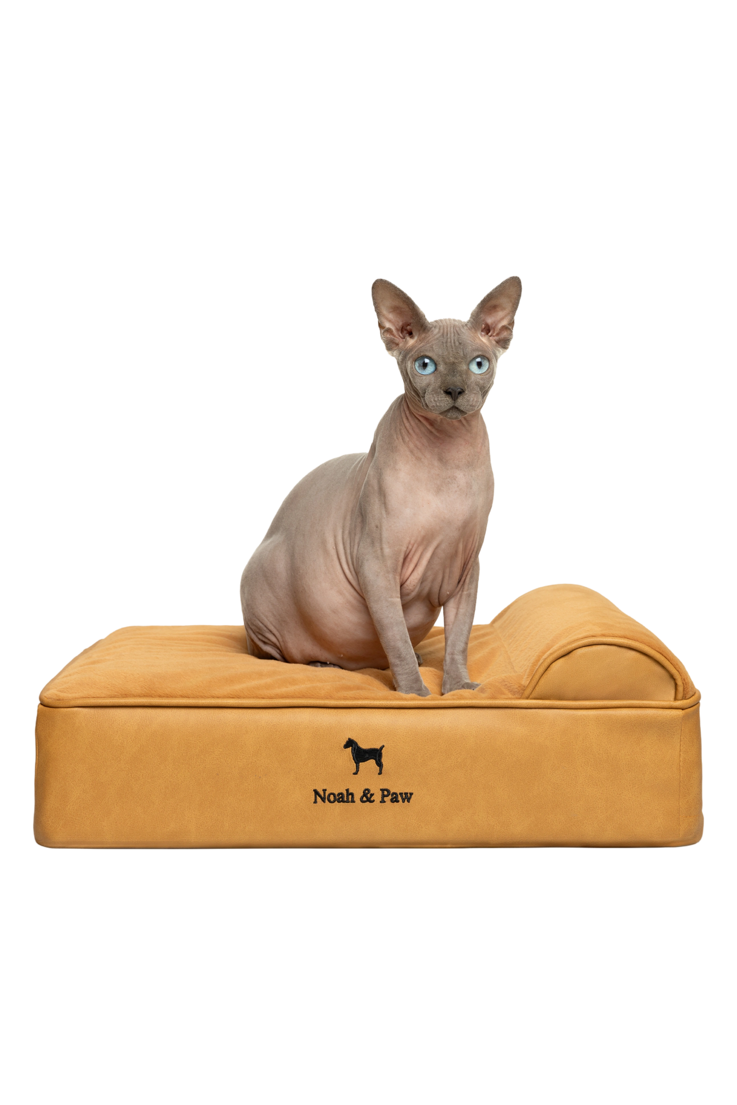 Orthopedic Faux Leather Pet Bed Classic Style - Camel - S