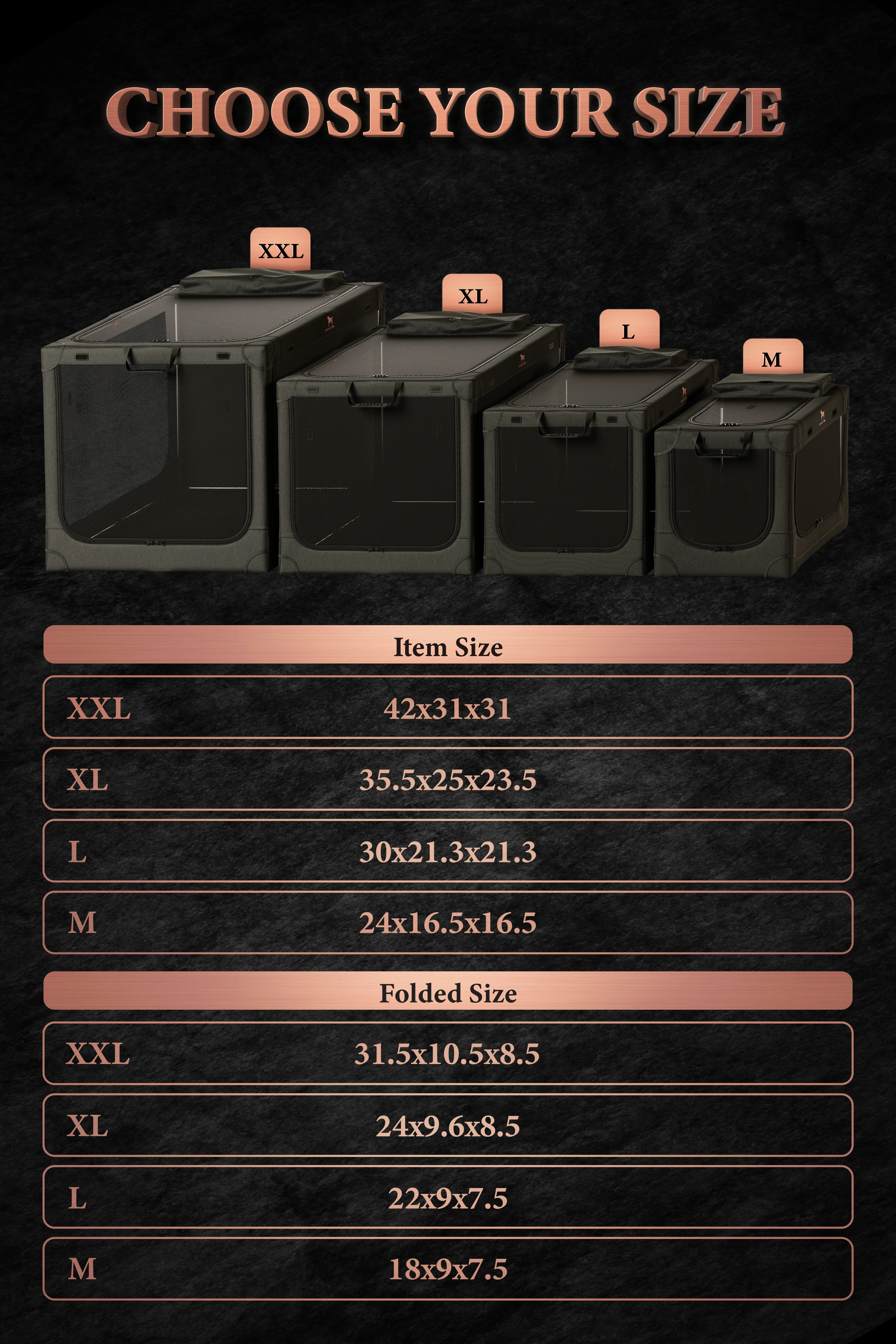 Collapsible dog crate travel | Foldable pet crate comfort - Black - M