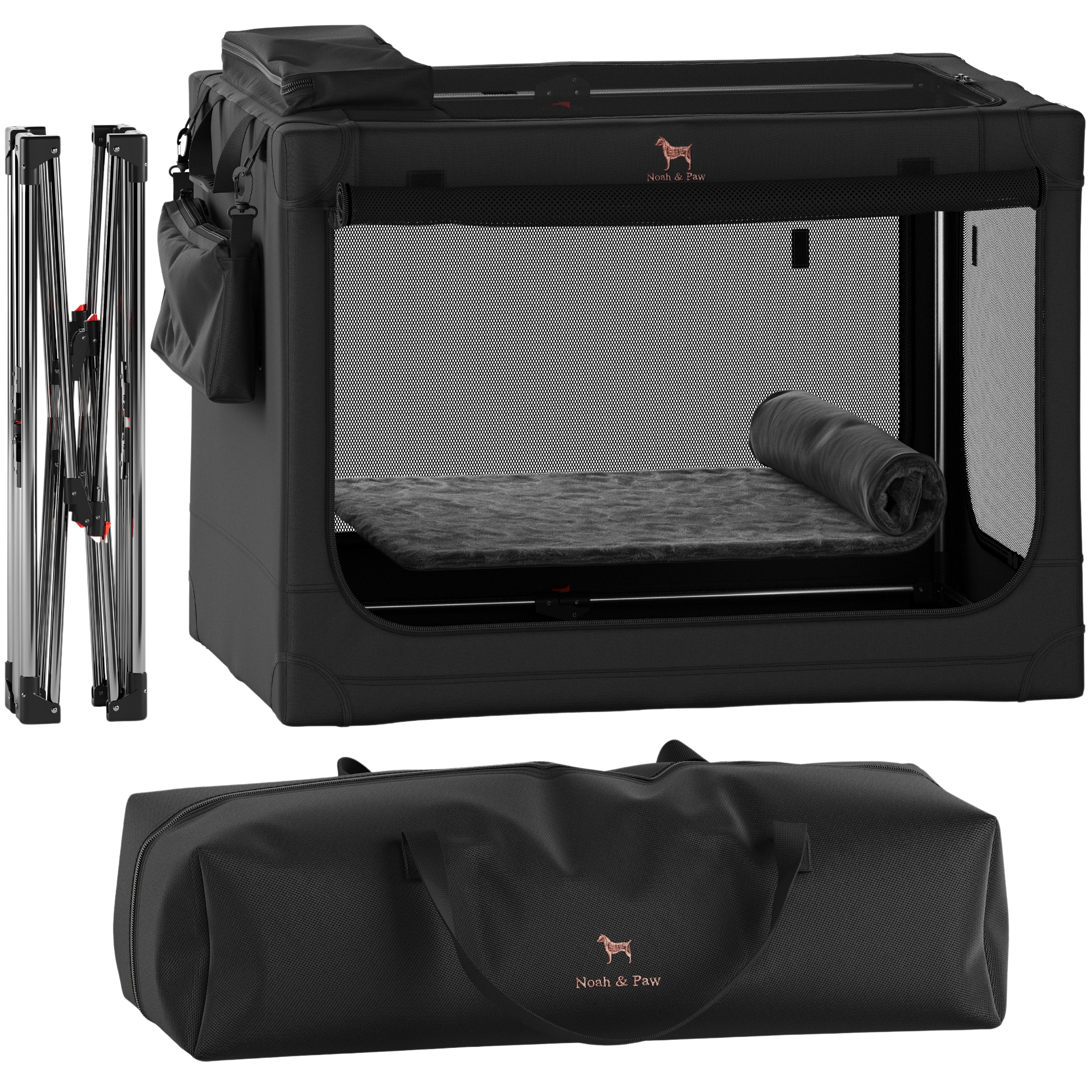 Collapsible dog crate travel | Foldable pet crate comfort