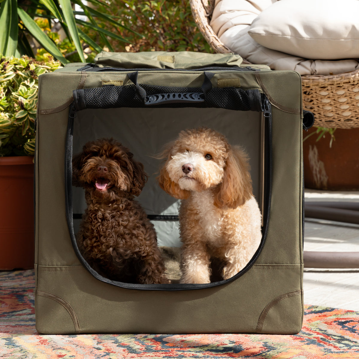 Collapsible dog crate travel | Folding pet crate comfort - Green - L