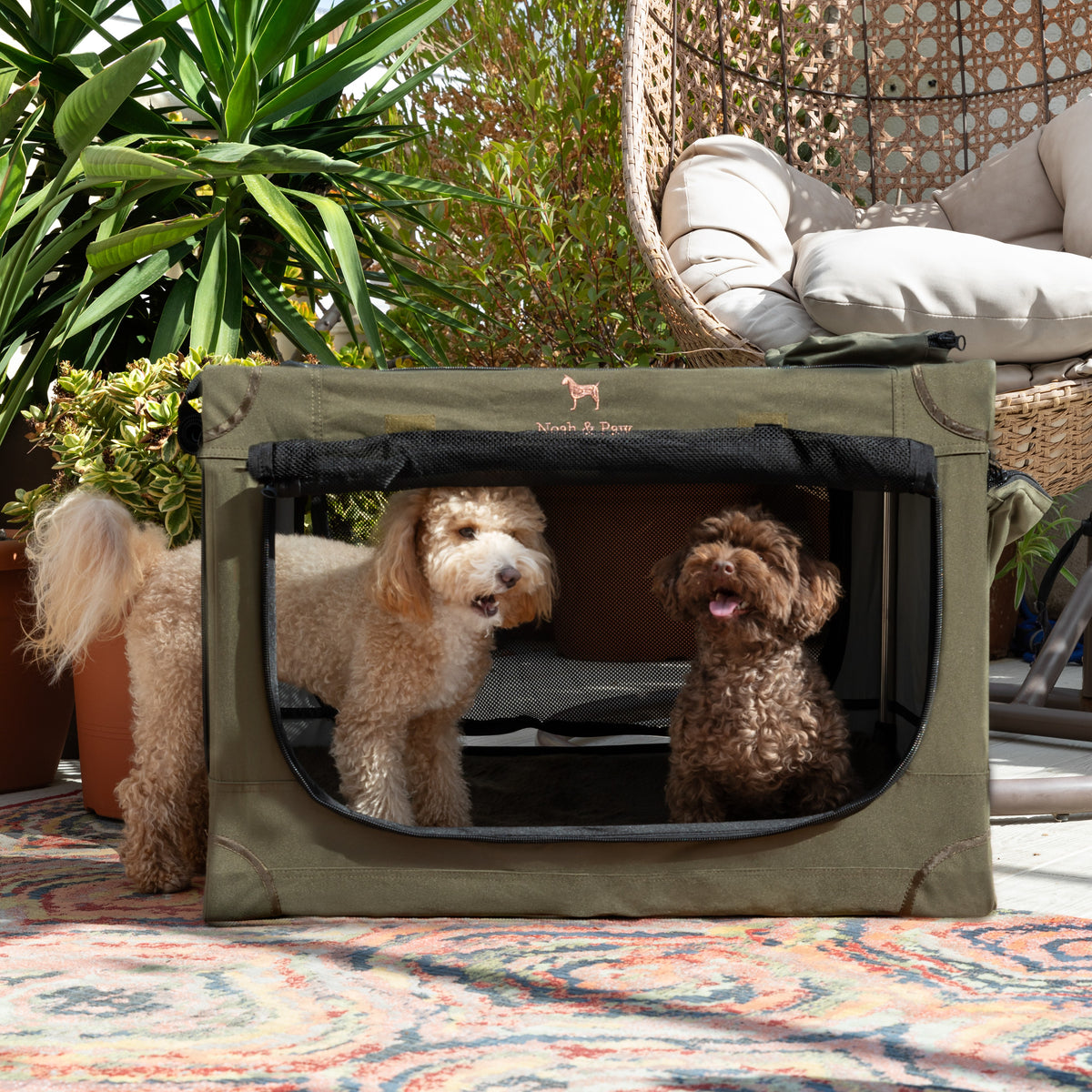 Collapsible dog crate travel | Folding pet crate comfort - Green - L