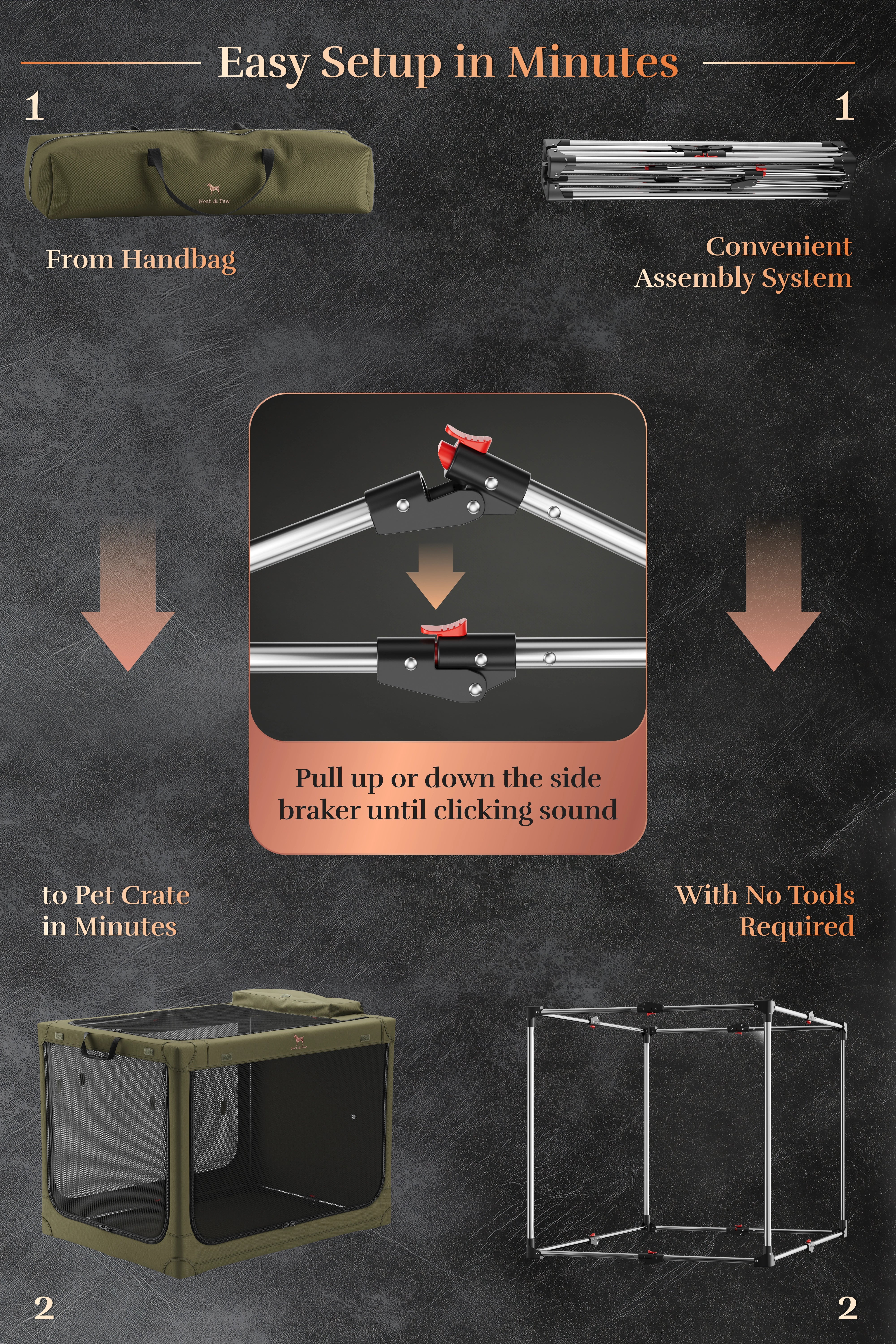 Collapsible dog crate travel | Folding pet crate comfort - Green - L