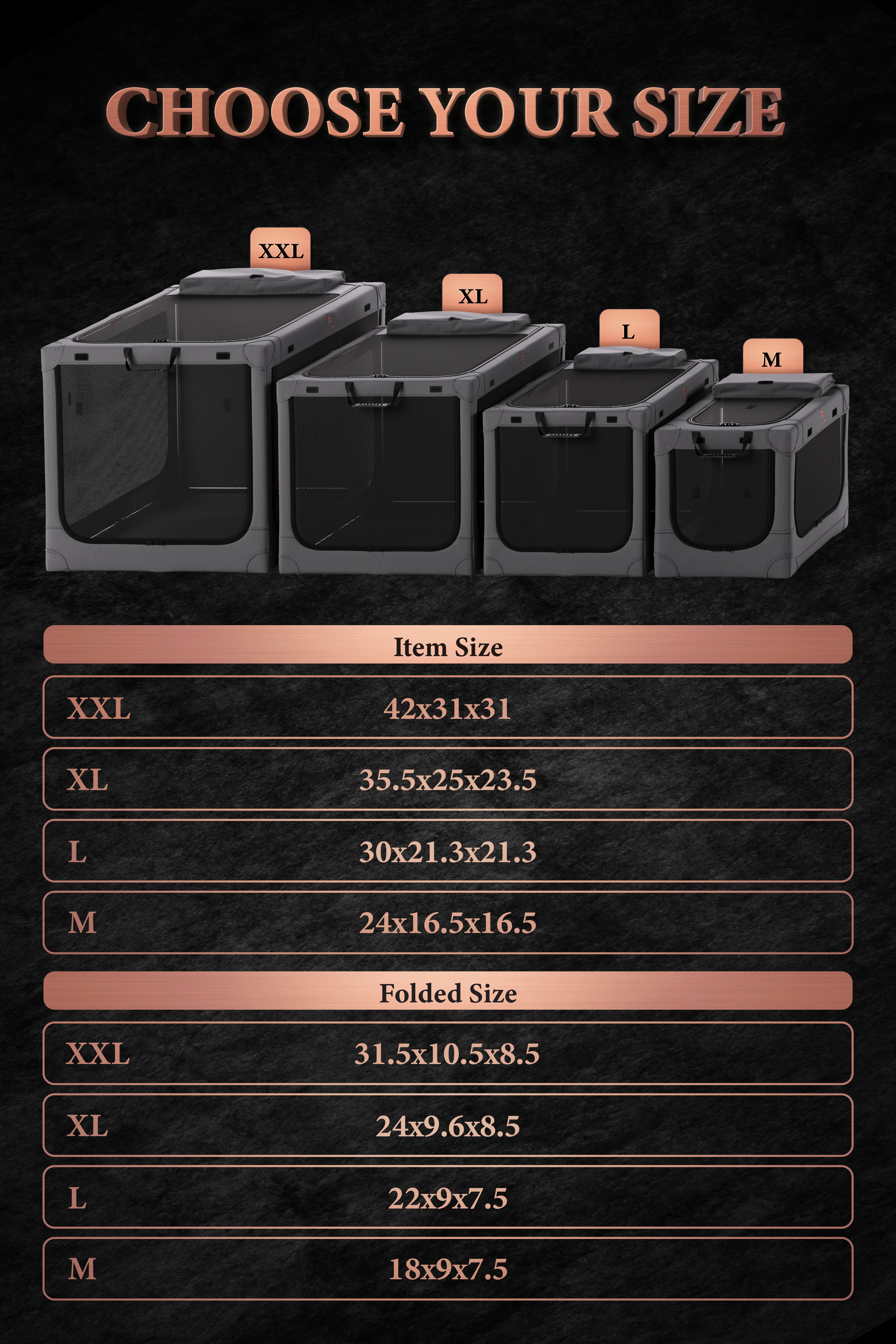 Folding travel dog crate | Collapsible pet crate comfort - Grey - M