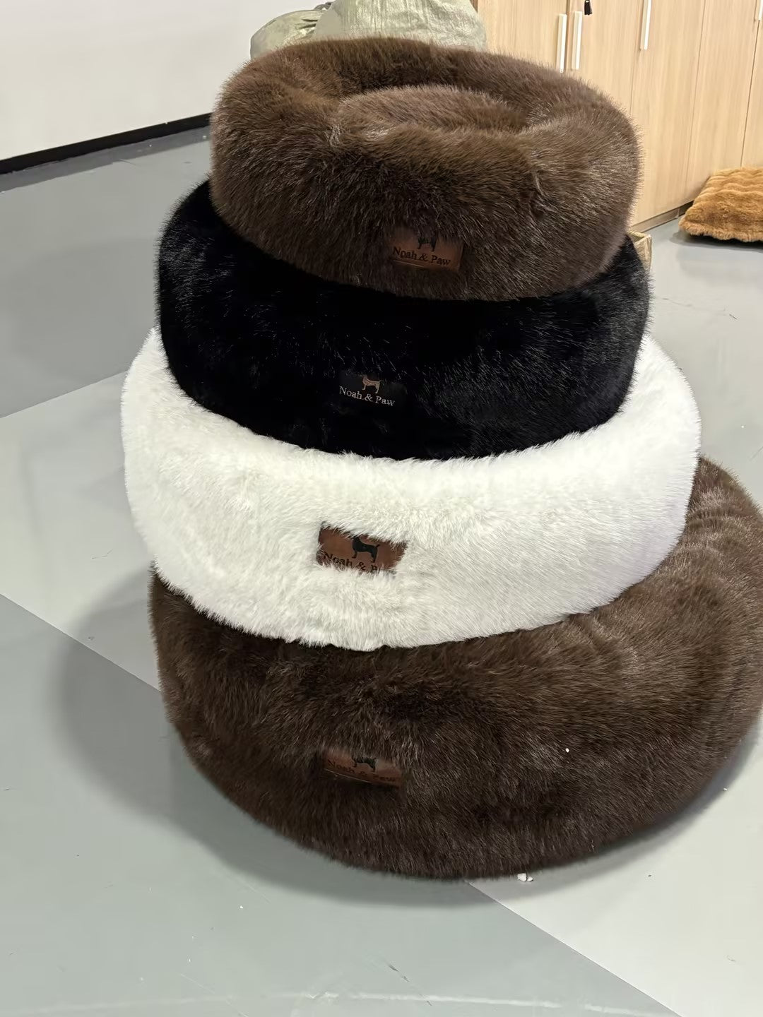 Donut Dog Bed, Crushed Orthopedic Memory Foam, Luxurious Faux Fur
