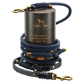 Noah & Paw braided leather and paracord dog leash, dark blue