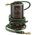 Noah & Paw braided leather and paracord dog leash, dark green