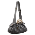 Noah & Paw ruffle style dog sling carrier in vegan leather, black