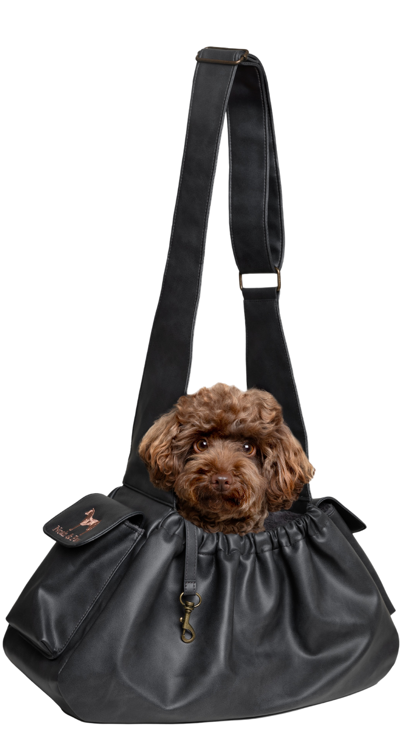 Ruffle Style Dog Sling Carrier - Black