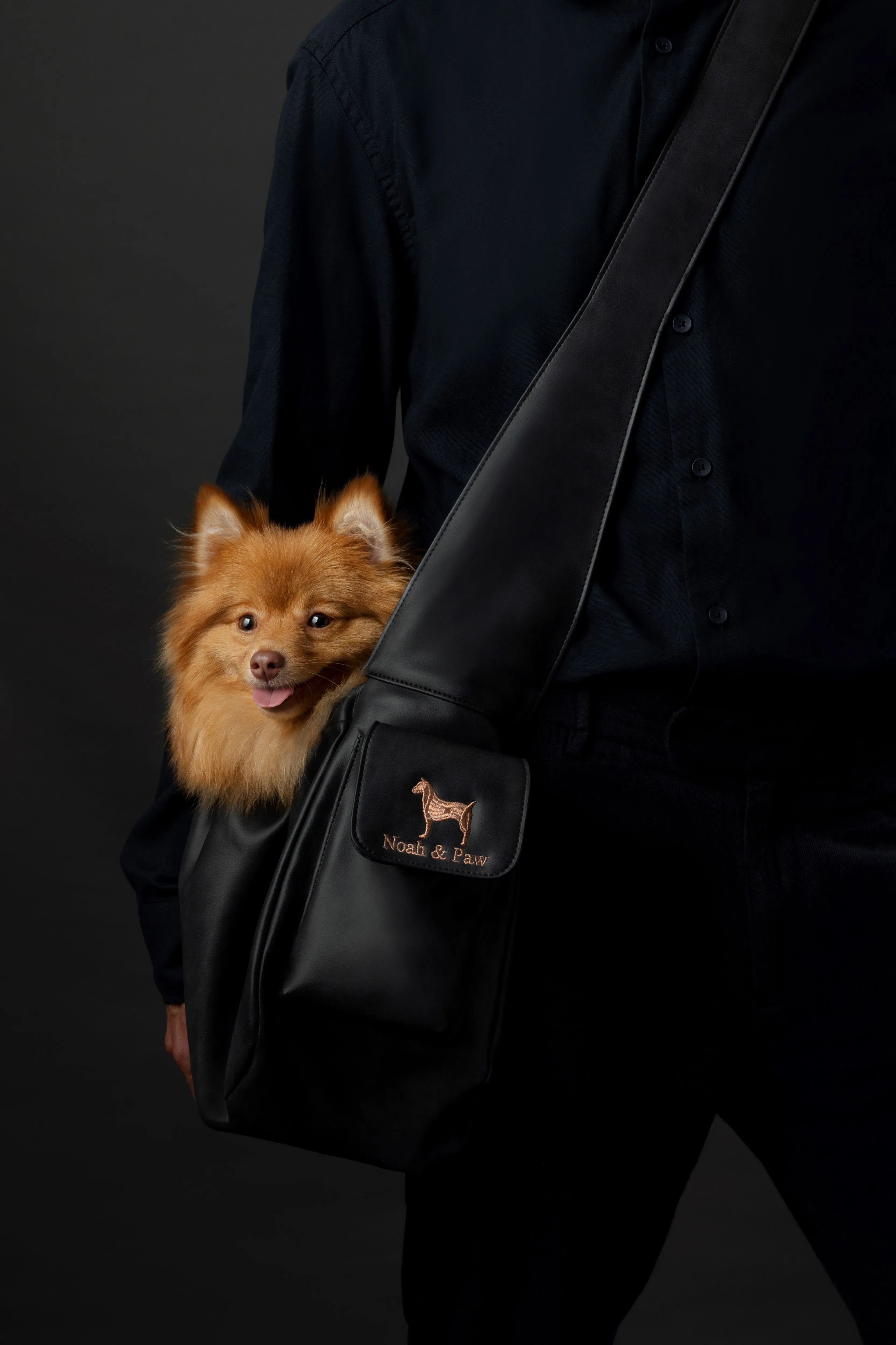 Ruffle Style Dog Sling Carrier - Black