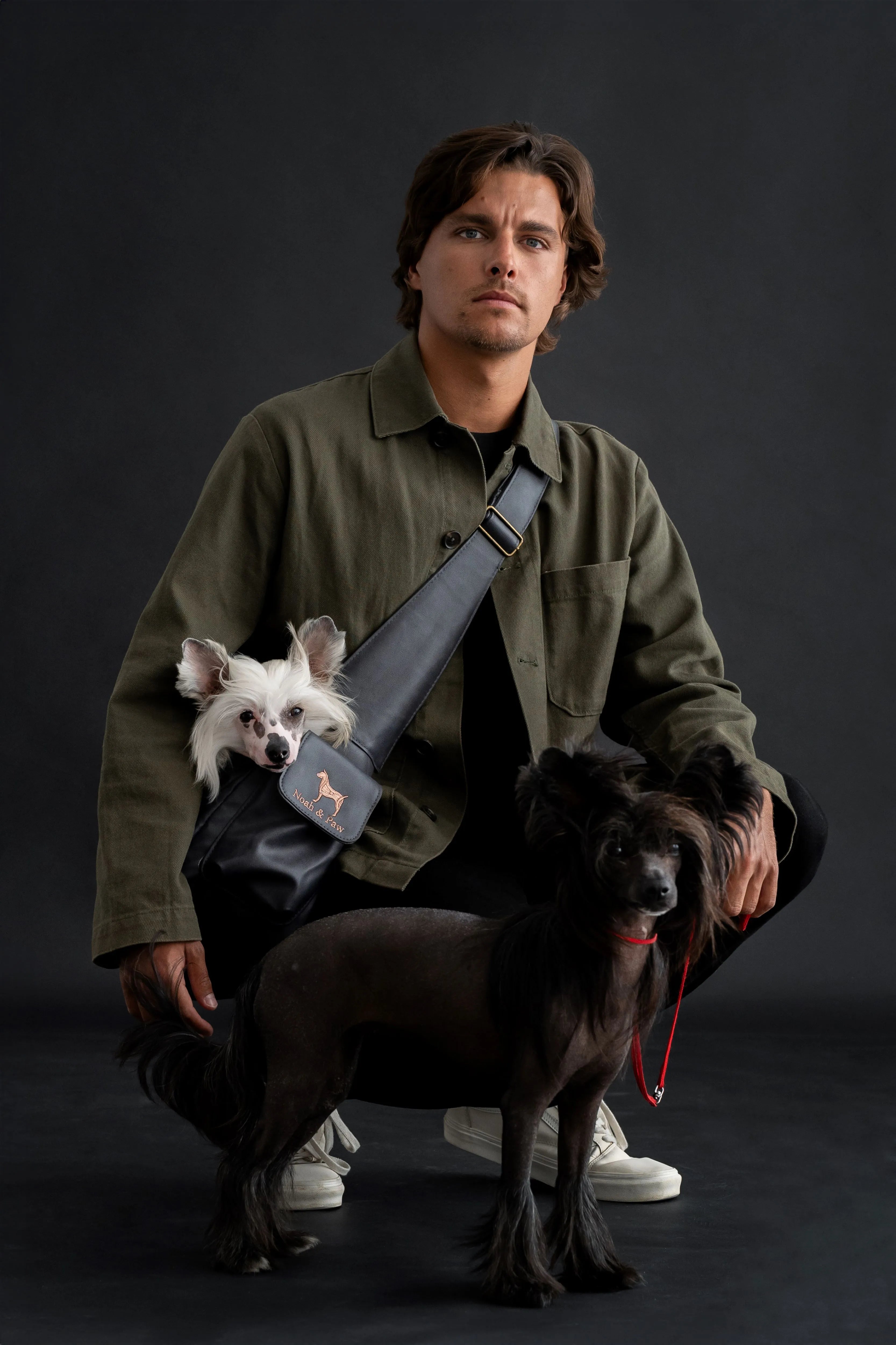 Ruffle Style Dog Sling Carrier - Black