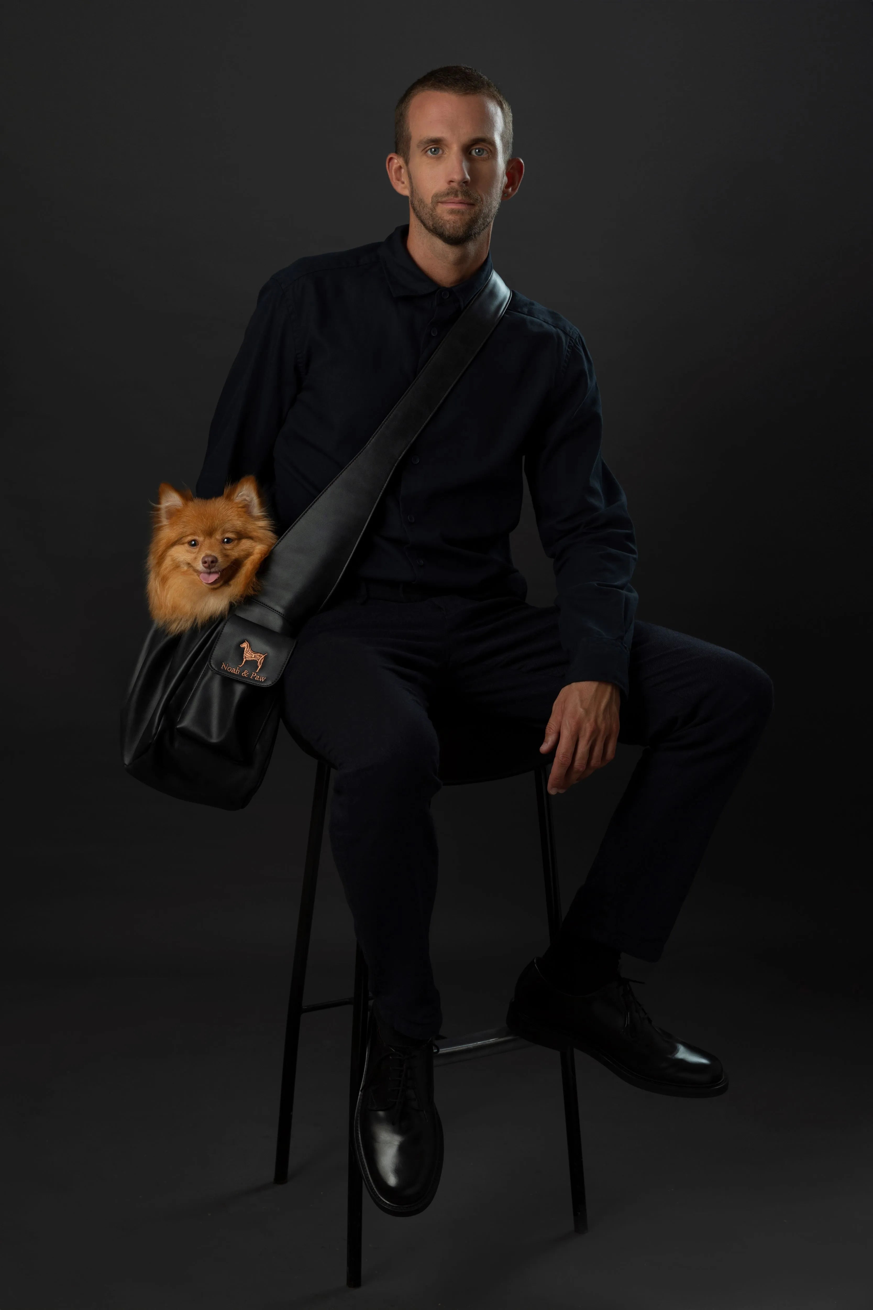 Ruffle Style Dog Sling Carrier - Black