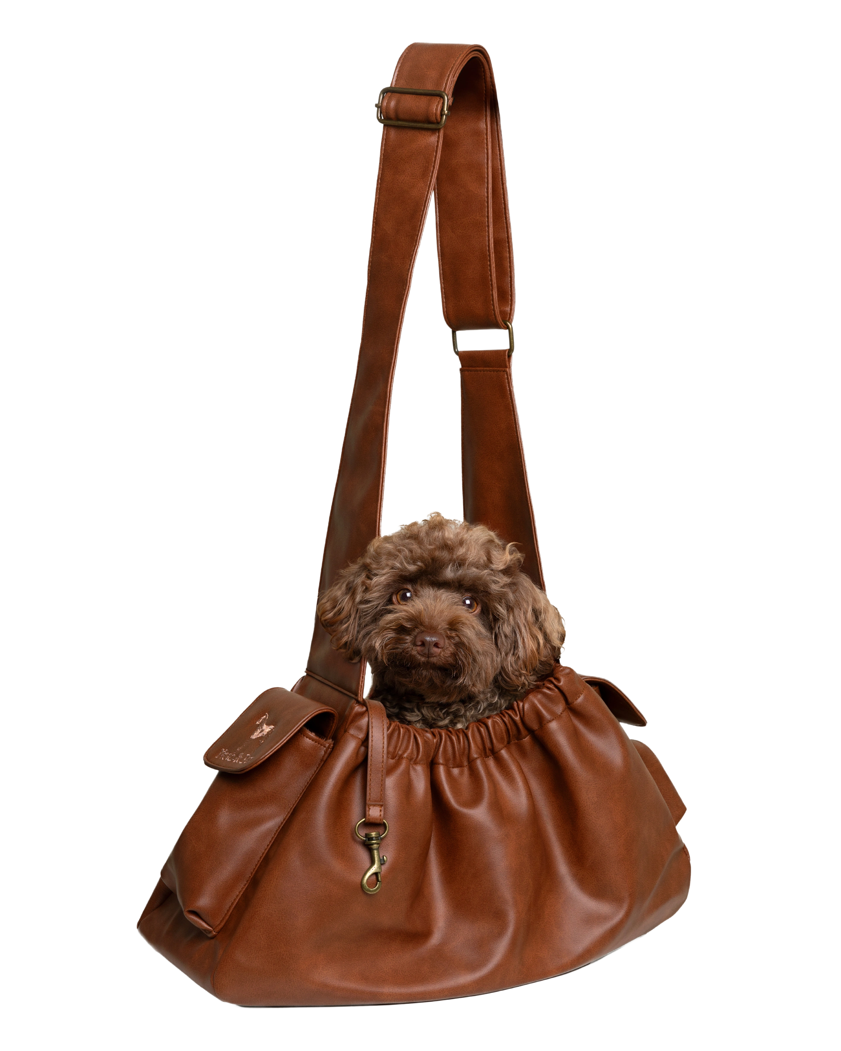 Ruffle Style Dog Sling Carrier - Brown