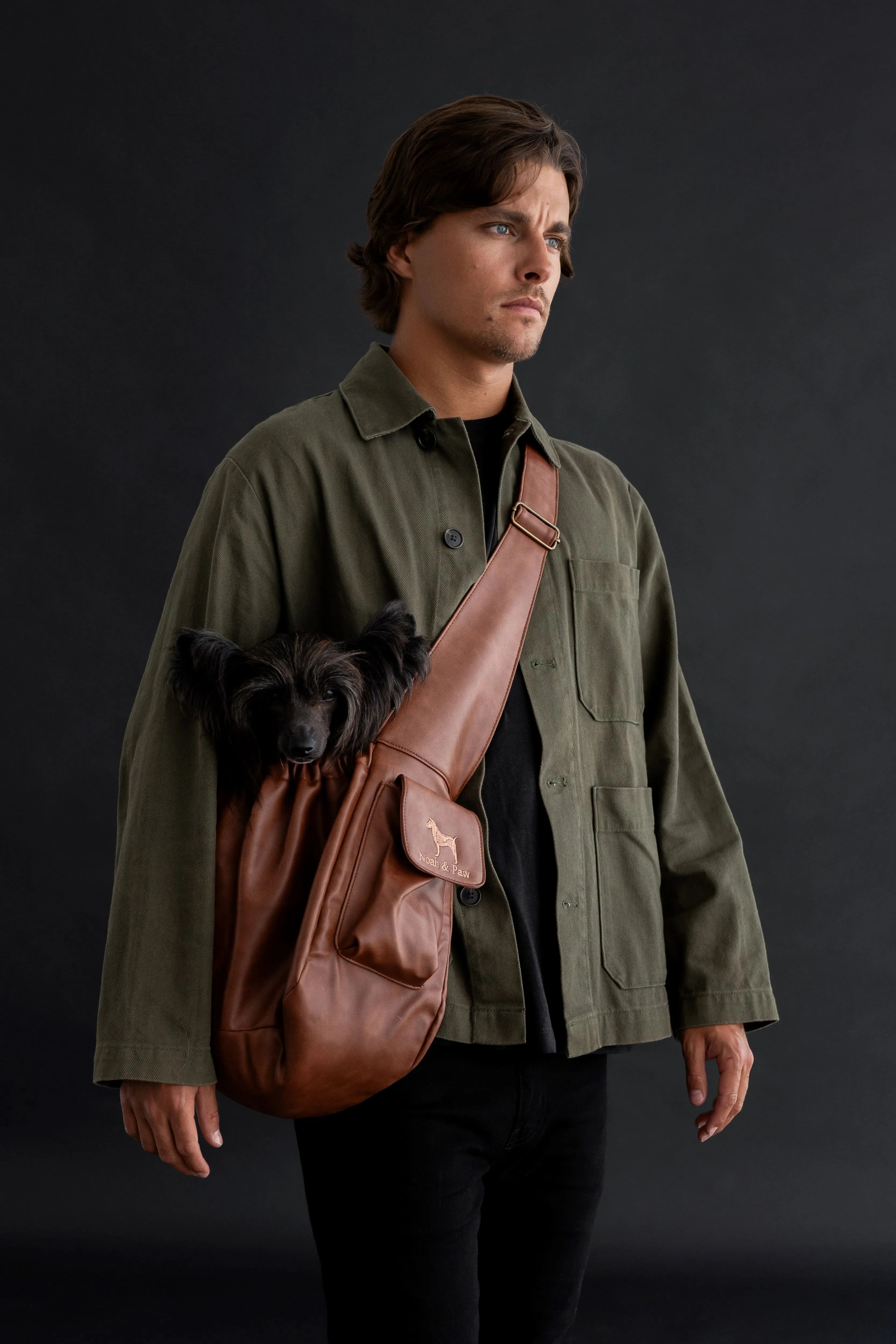 Ruffle Style Dog Sling Carrier - Brown