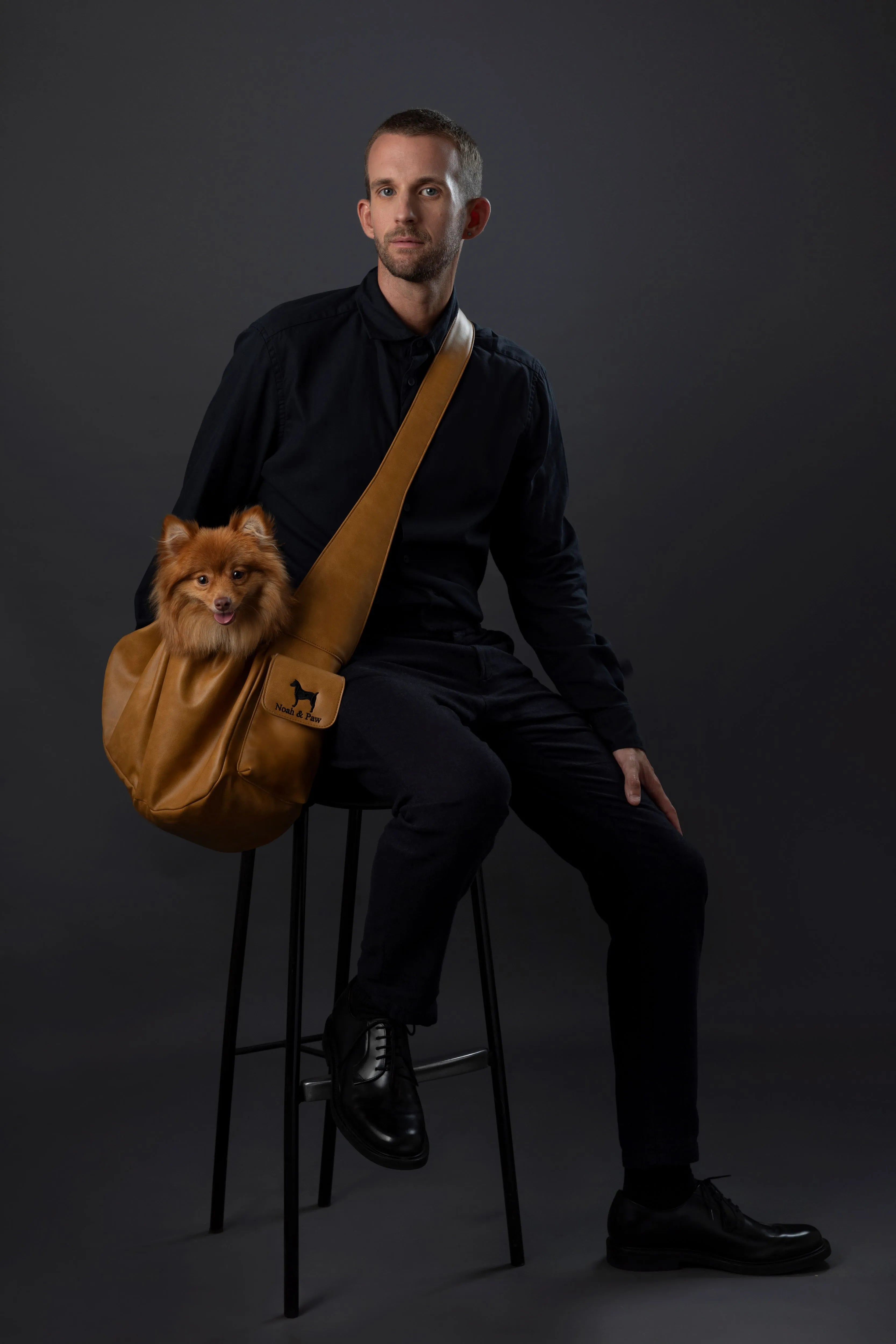 Ruffle Style Dog Sling Carrier - Camel