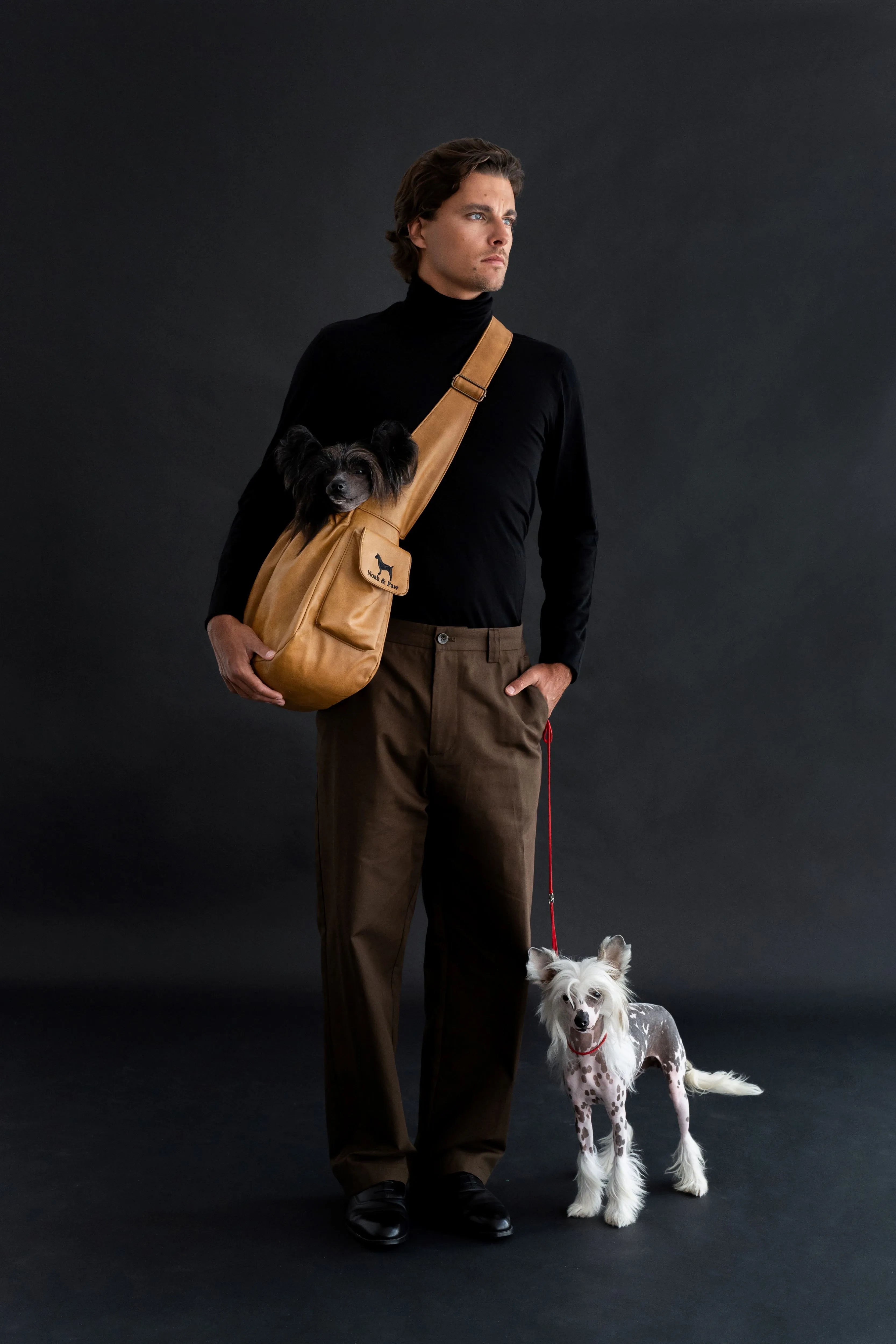 Ruffle Style Dog Sling Carrier - Camel