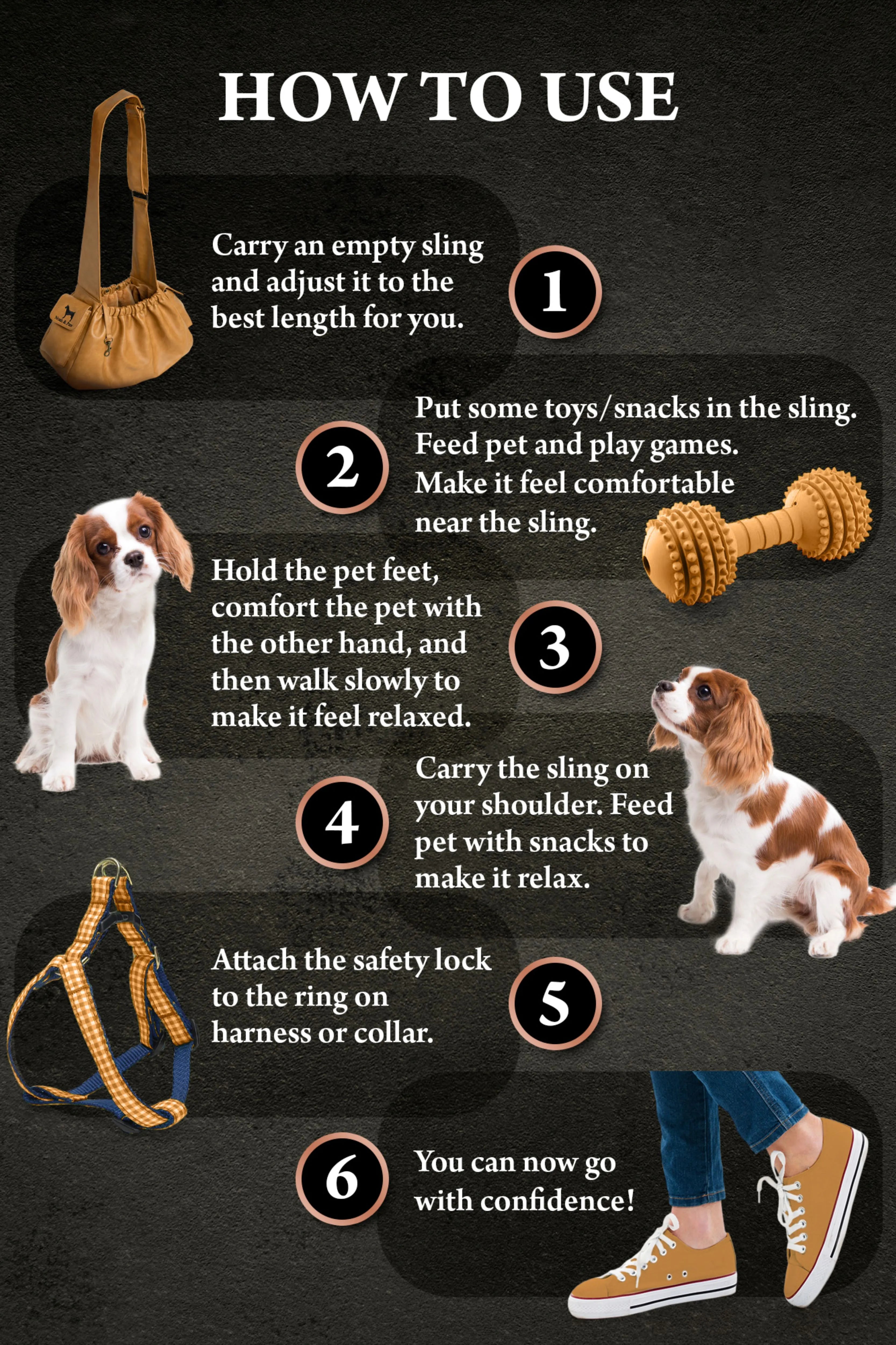 Ruffle Style Dog Sling Carrier - Camel