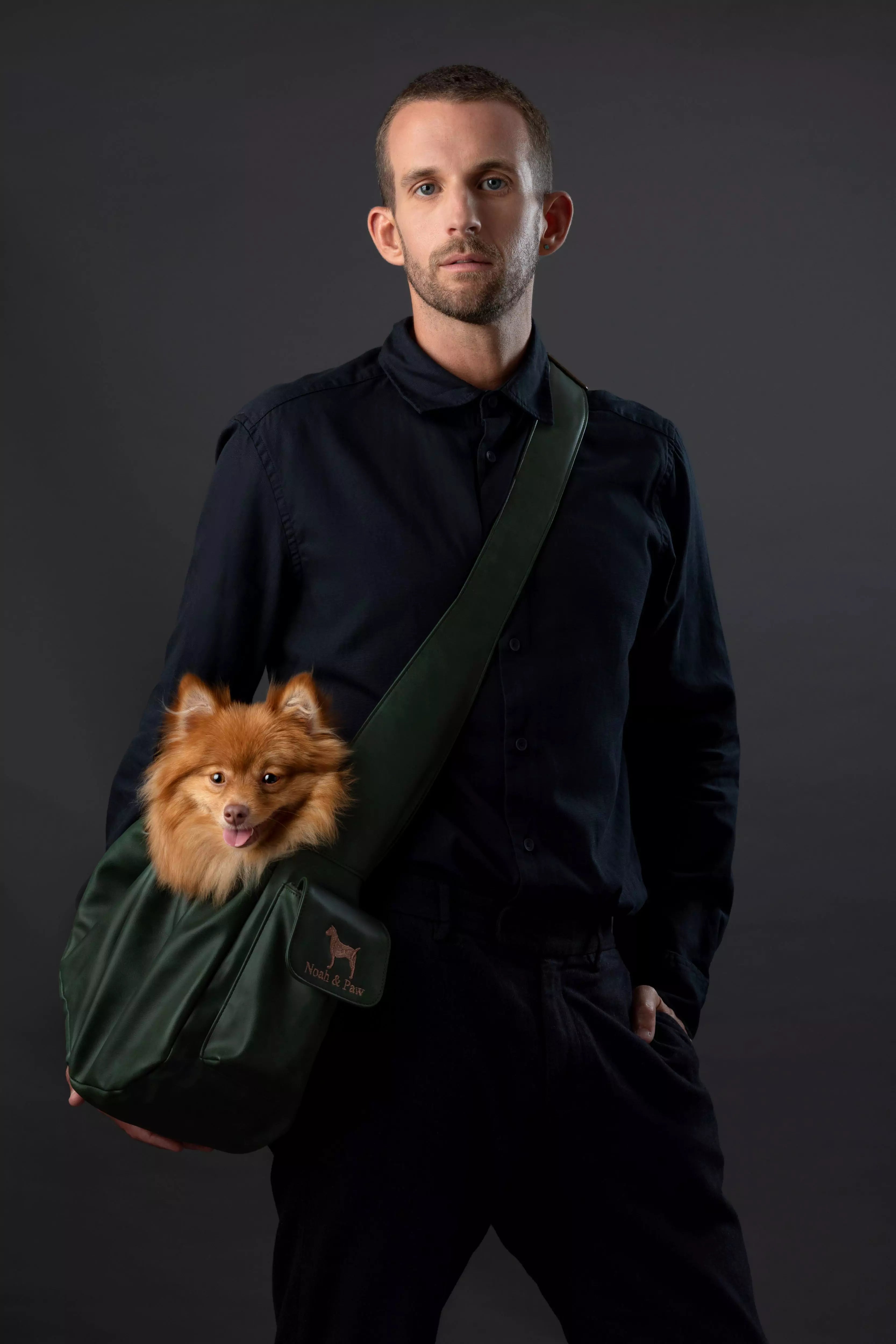 Ruffle Style Dog Sling Carrier - Dark Green