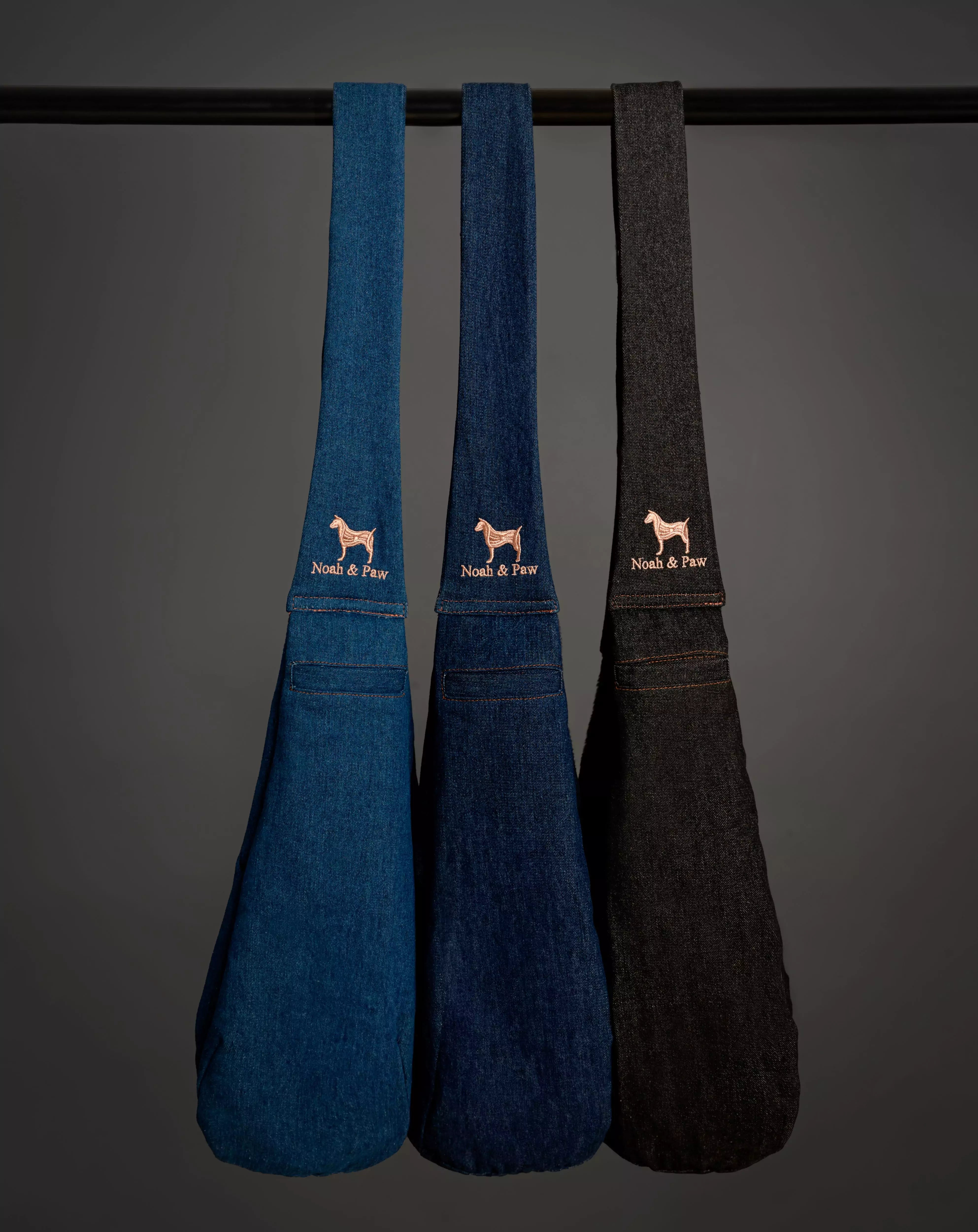 Snap Style Dog Sling Carrier - Black Denim