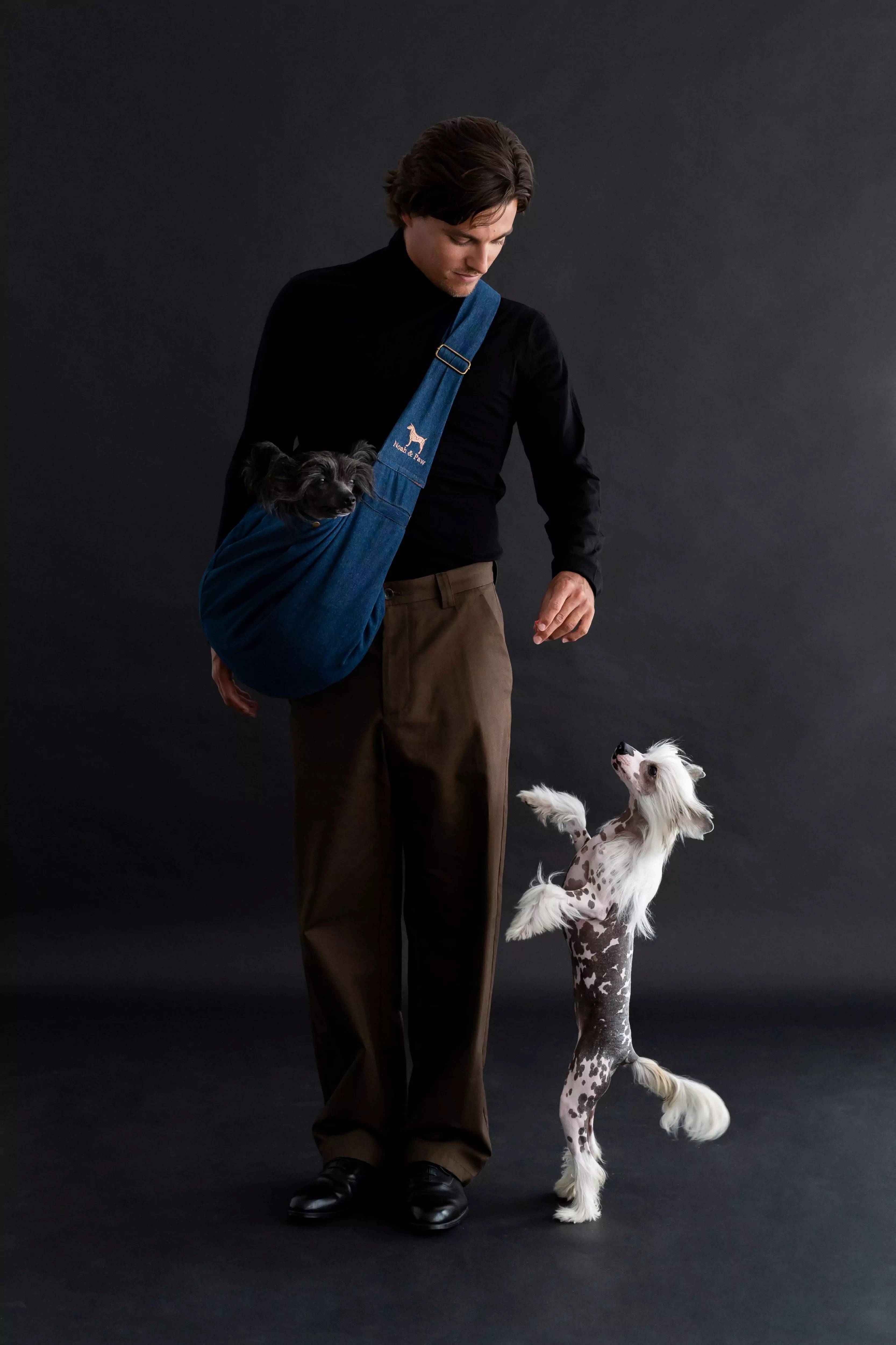 Snap Style Dog Sling Carrier - Dark Blue Denim