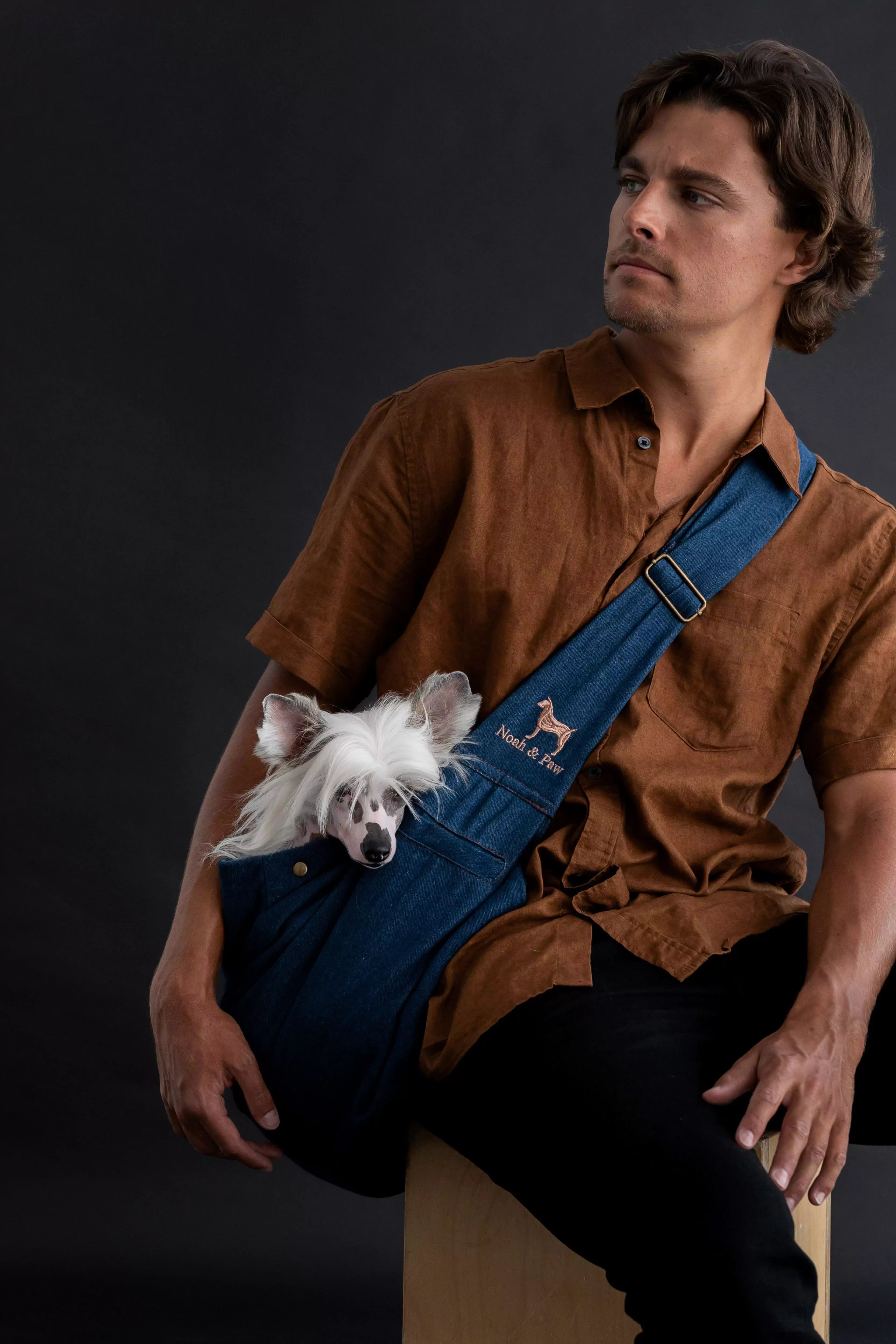 Snap Style Dog Sling Carrier - Dark Blue Denim