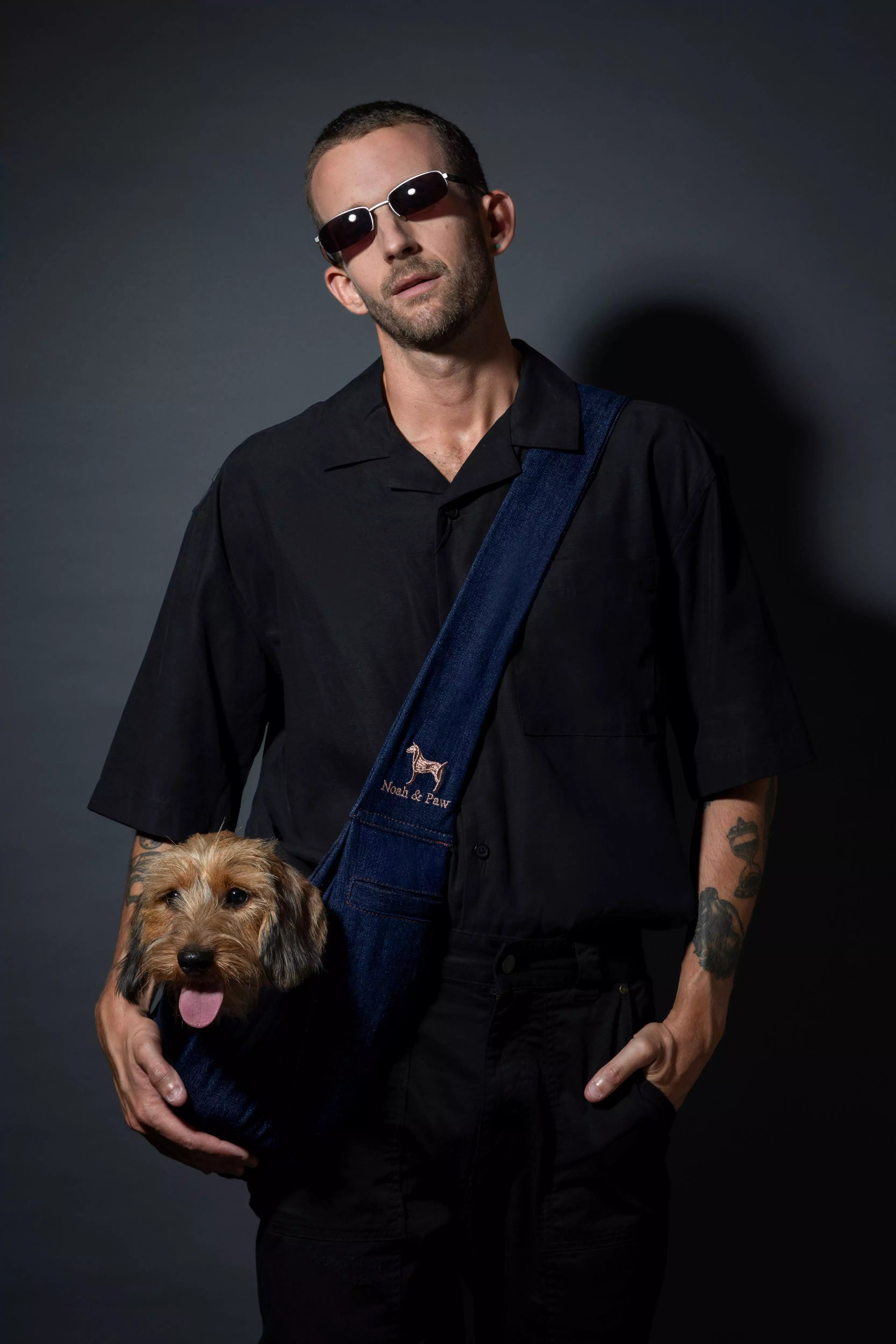 Snap Style Dog Sling Carrier - Dark Blue Denim