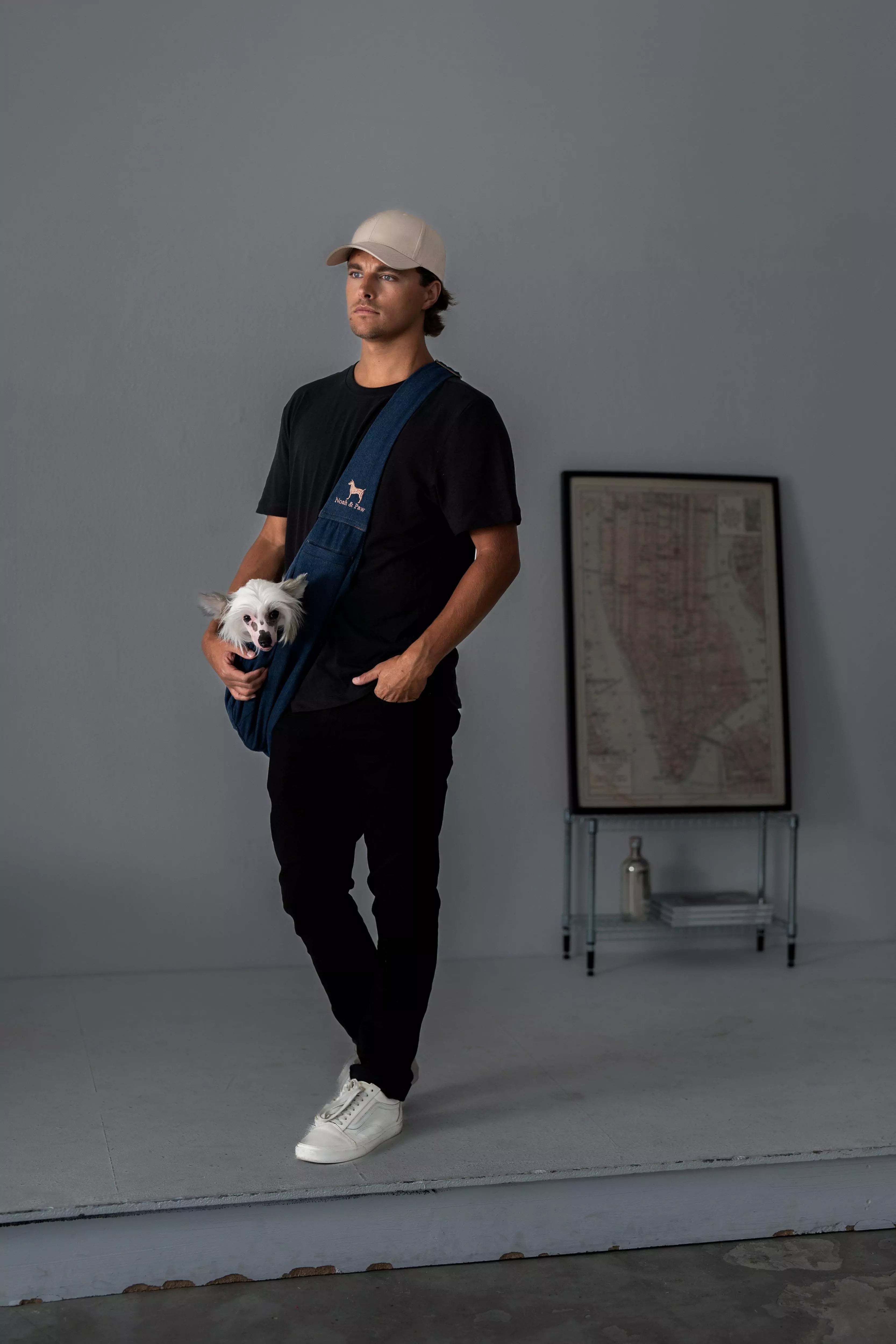 Snap Style Dog Sling Carrier - Dark Blue Denim