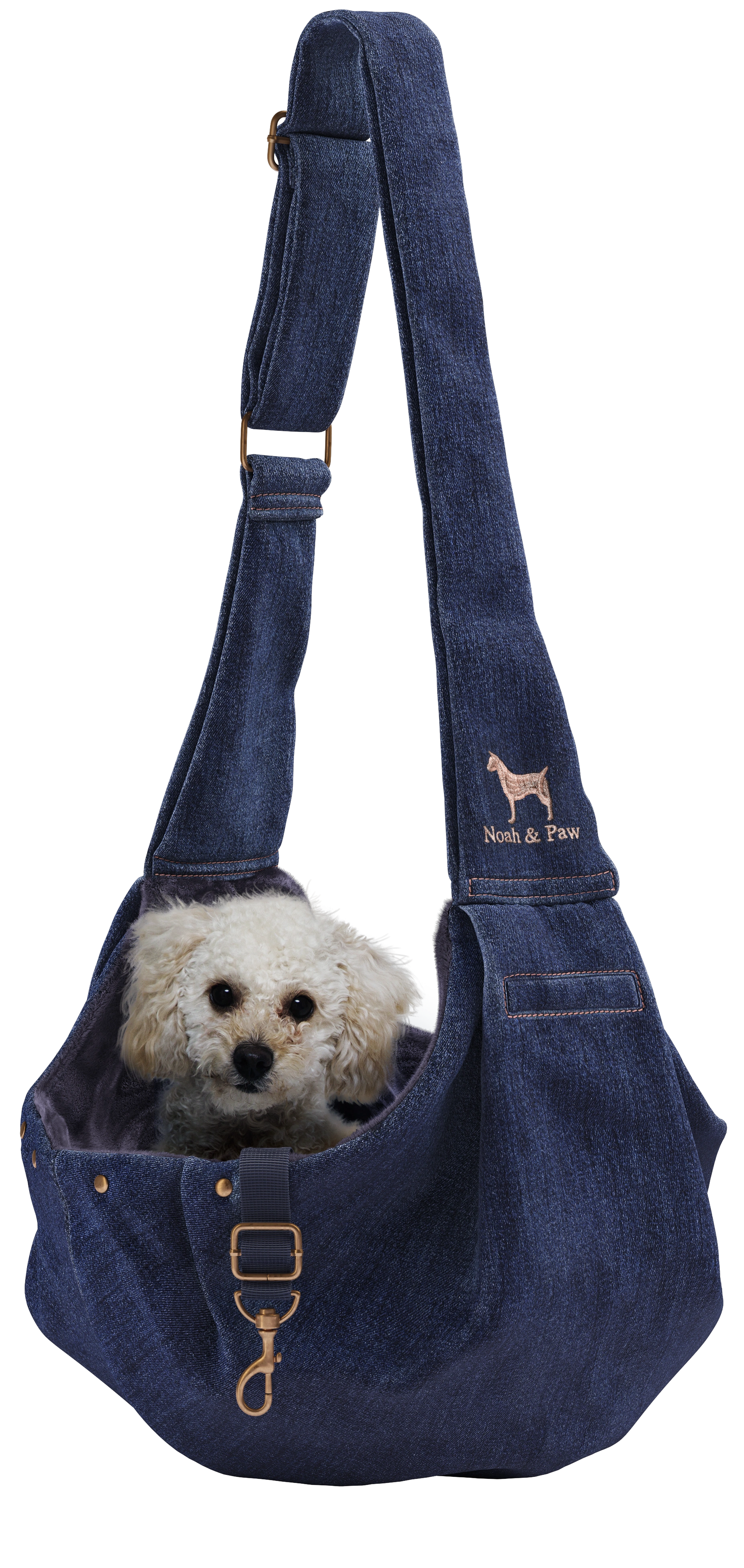 Snap Style Dog Sling Carrier - Dark Blue Denim