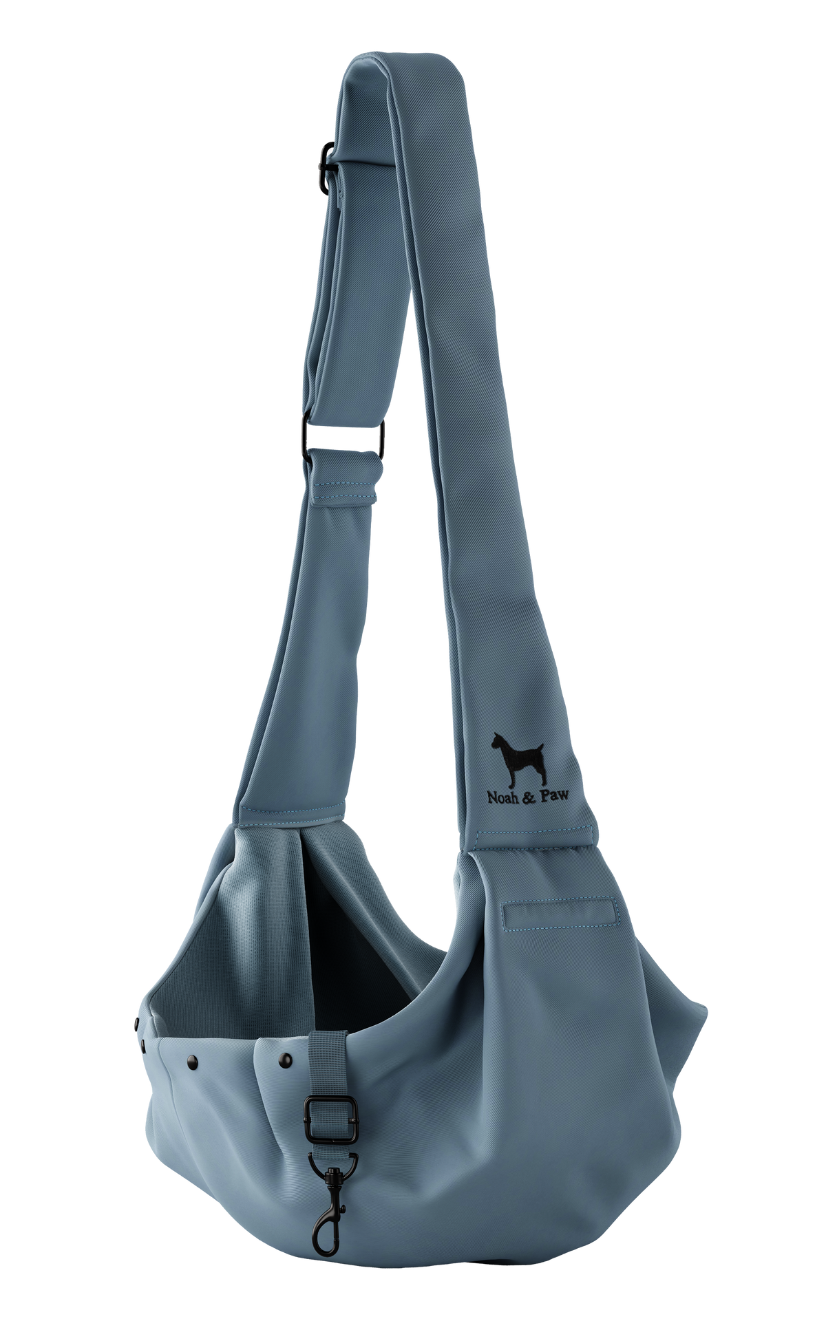 Noah & Paw snap style dog sling carrier in twill, gray, size XS, fabric lined
