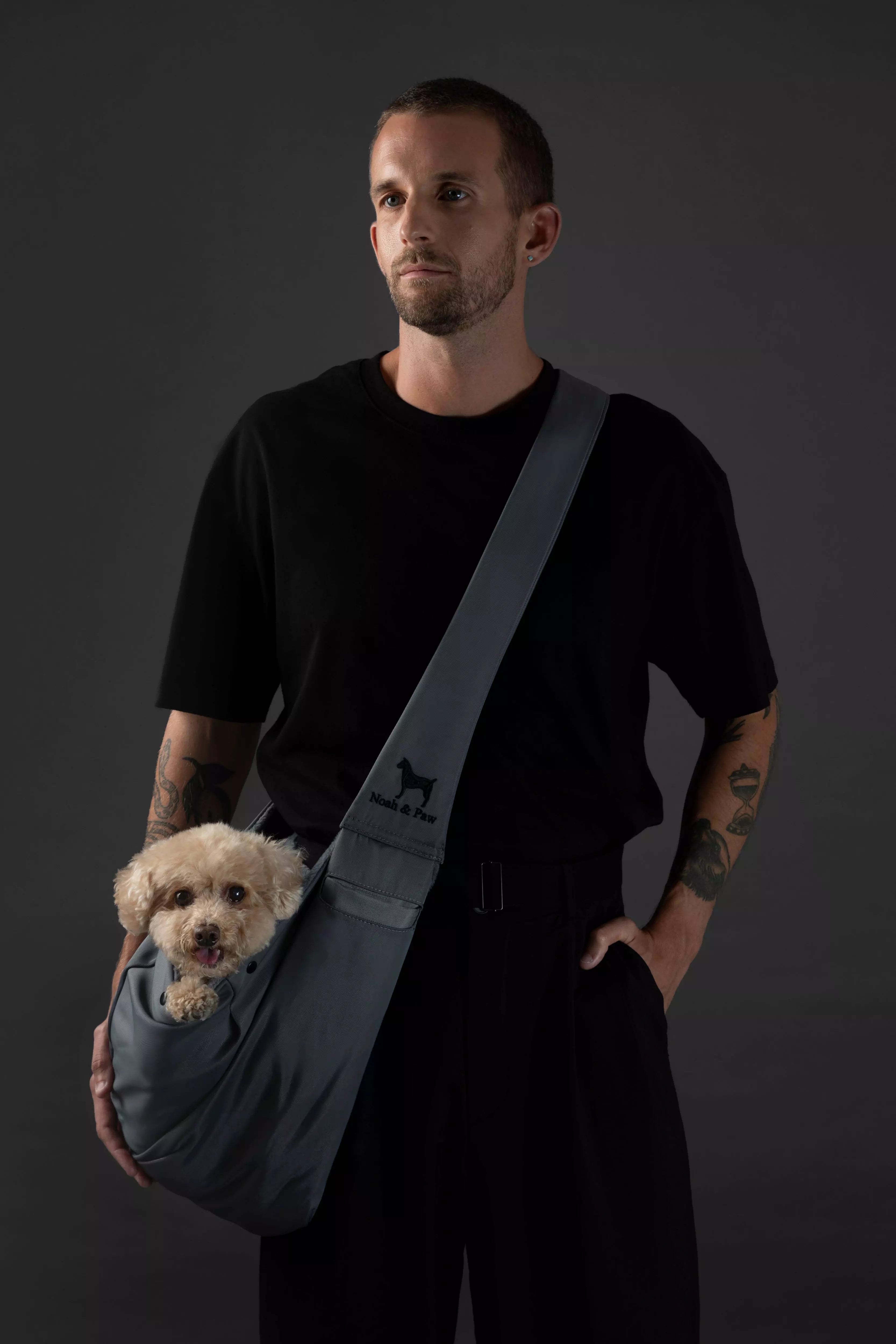 Snap Style Dog Sling Carrier - Grey Twill