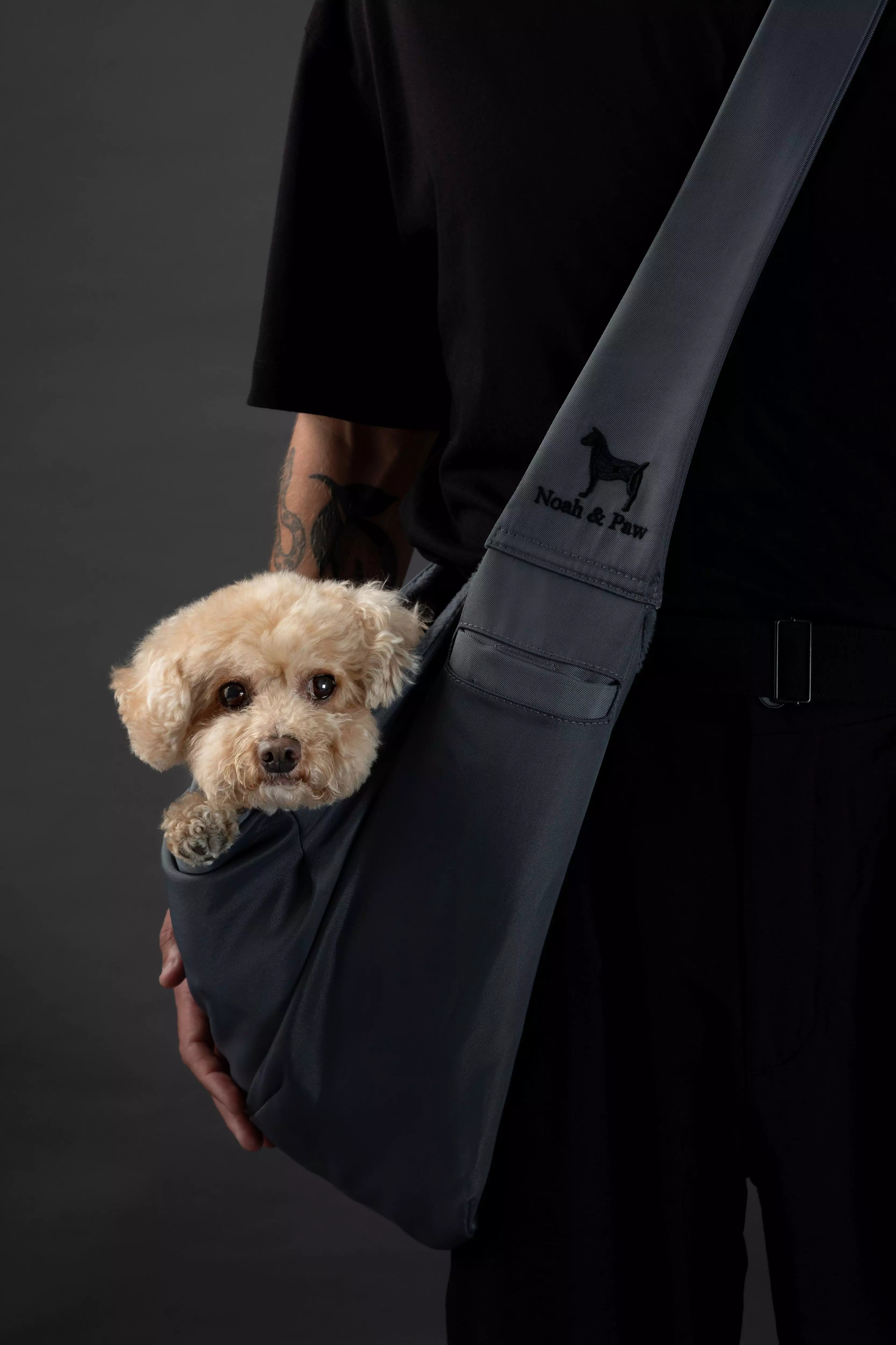 Snap Style Dog Sling Carrier - Grey Twill