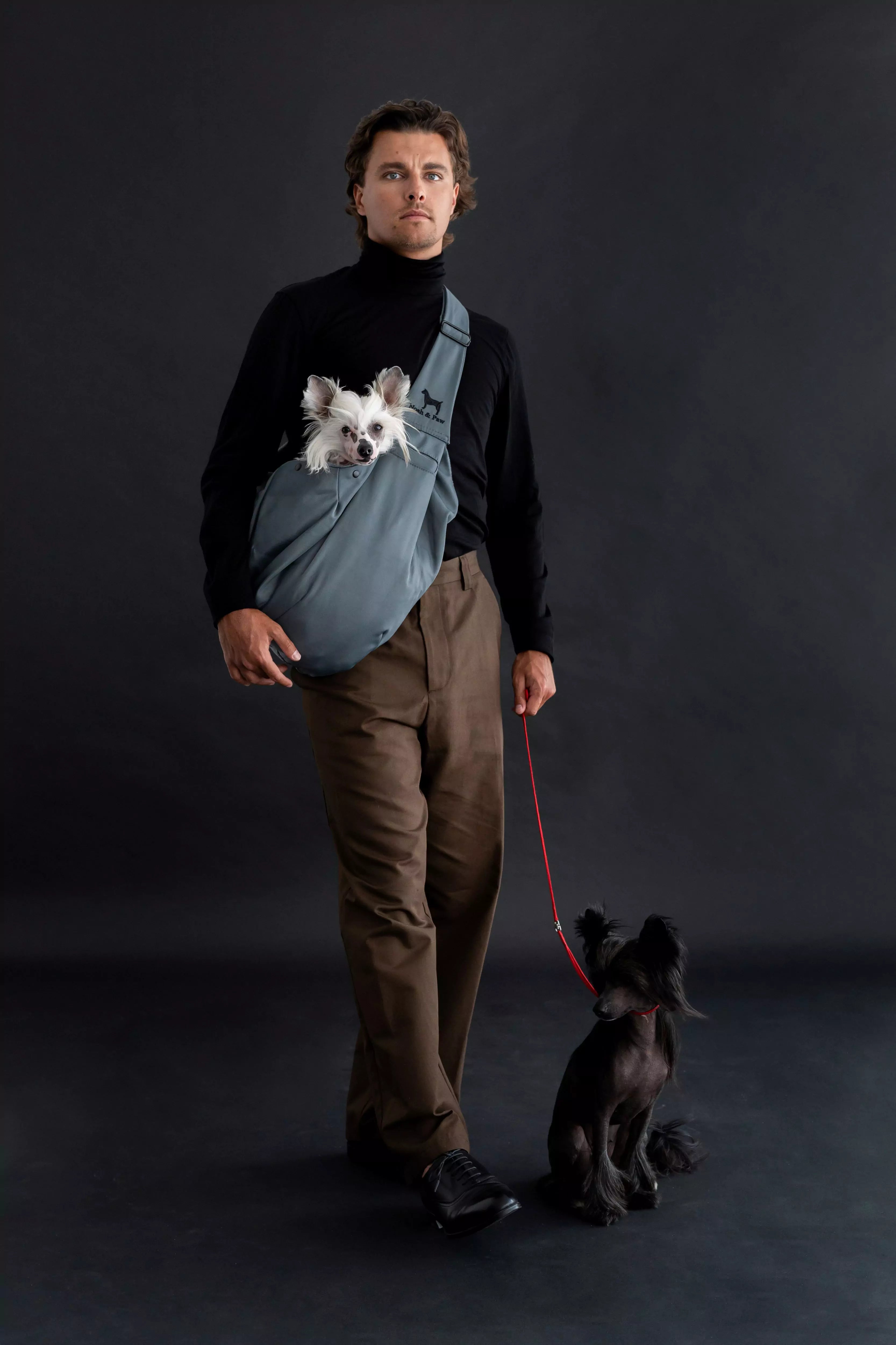 Snap Style Dog Sling Carrier - Grey Twill