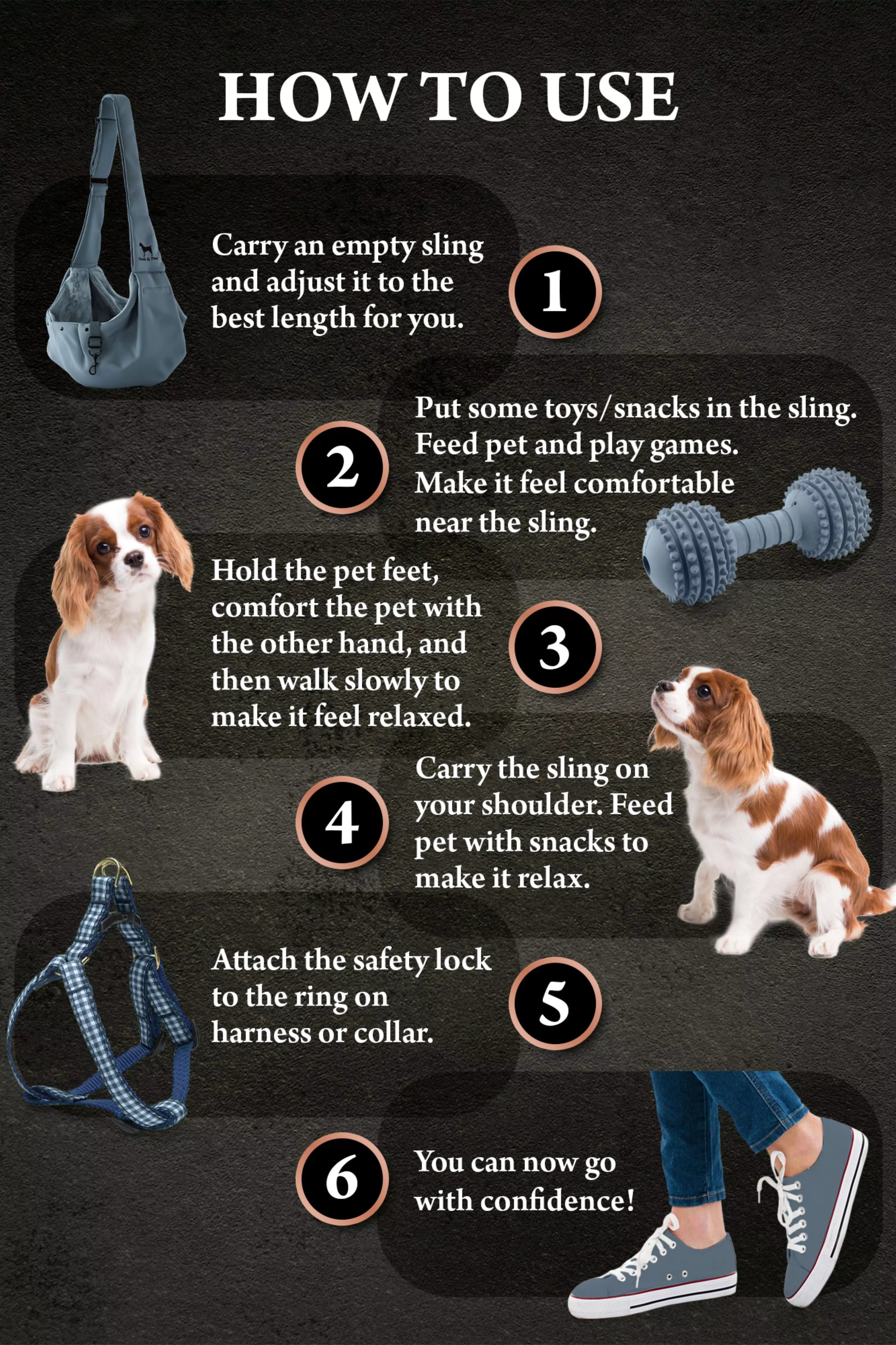 Snap Style Dog Sling Carrier - Grey Twill