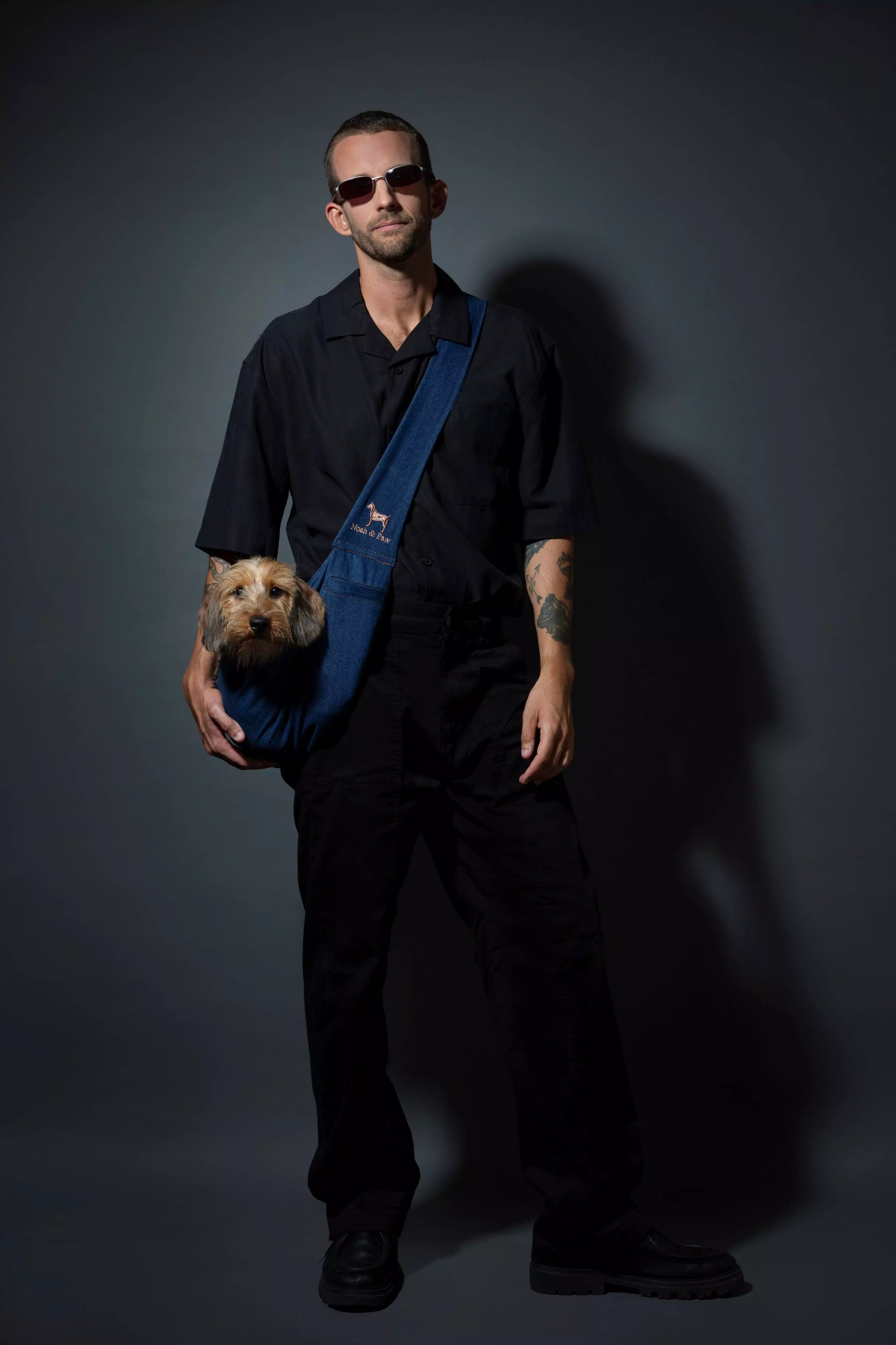 Premium Denim Pet Sling Carrier | Snap Style Black