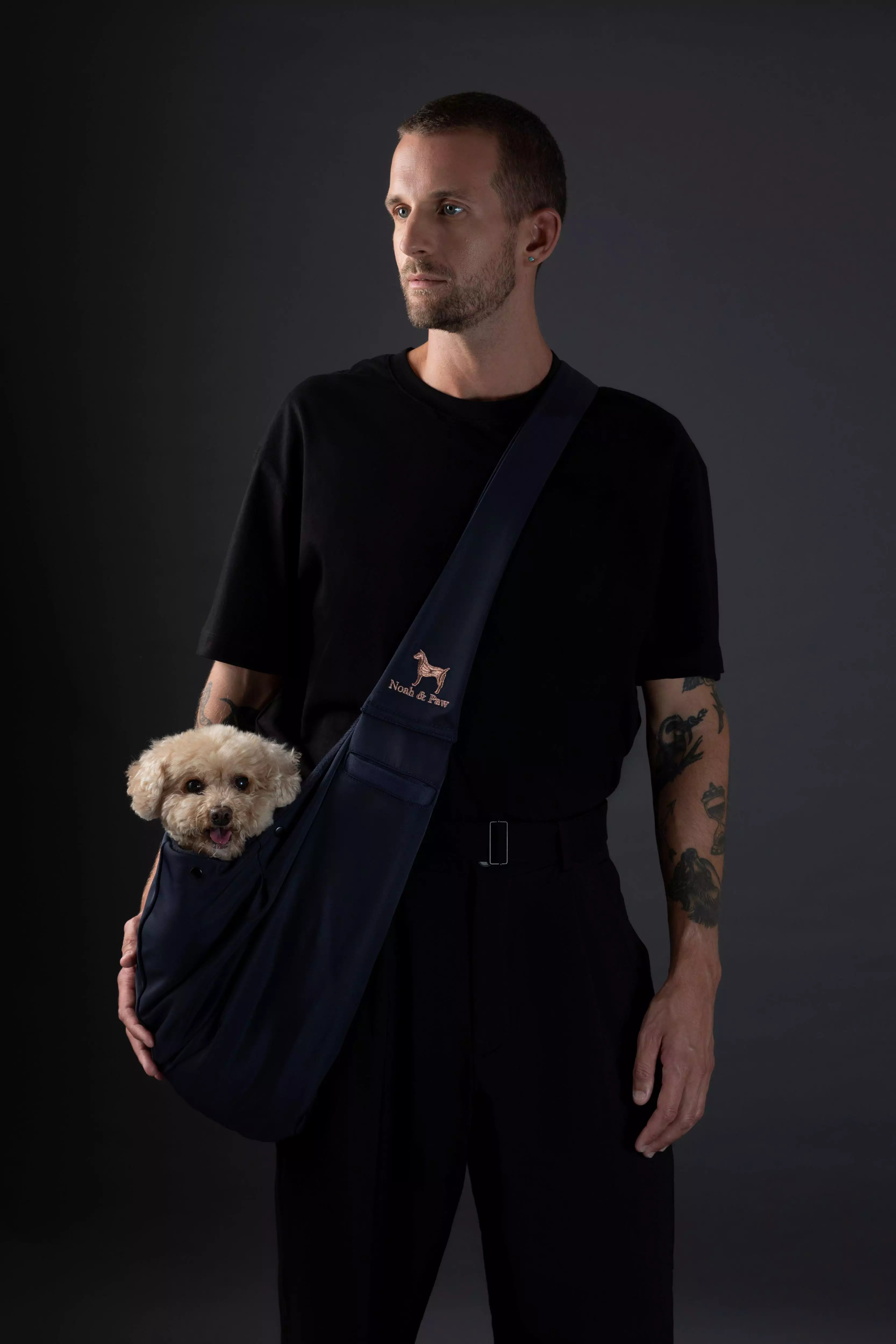 Snap Style Dog Sling Carrier - Navy Blue Twill