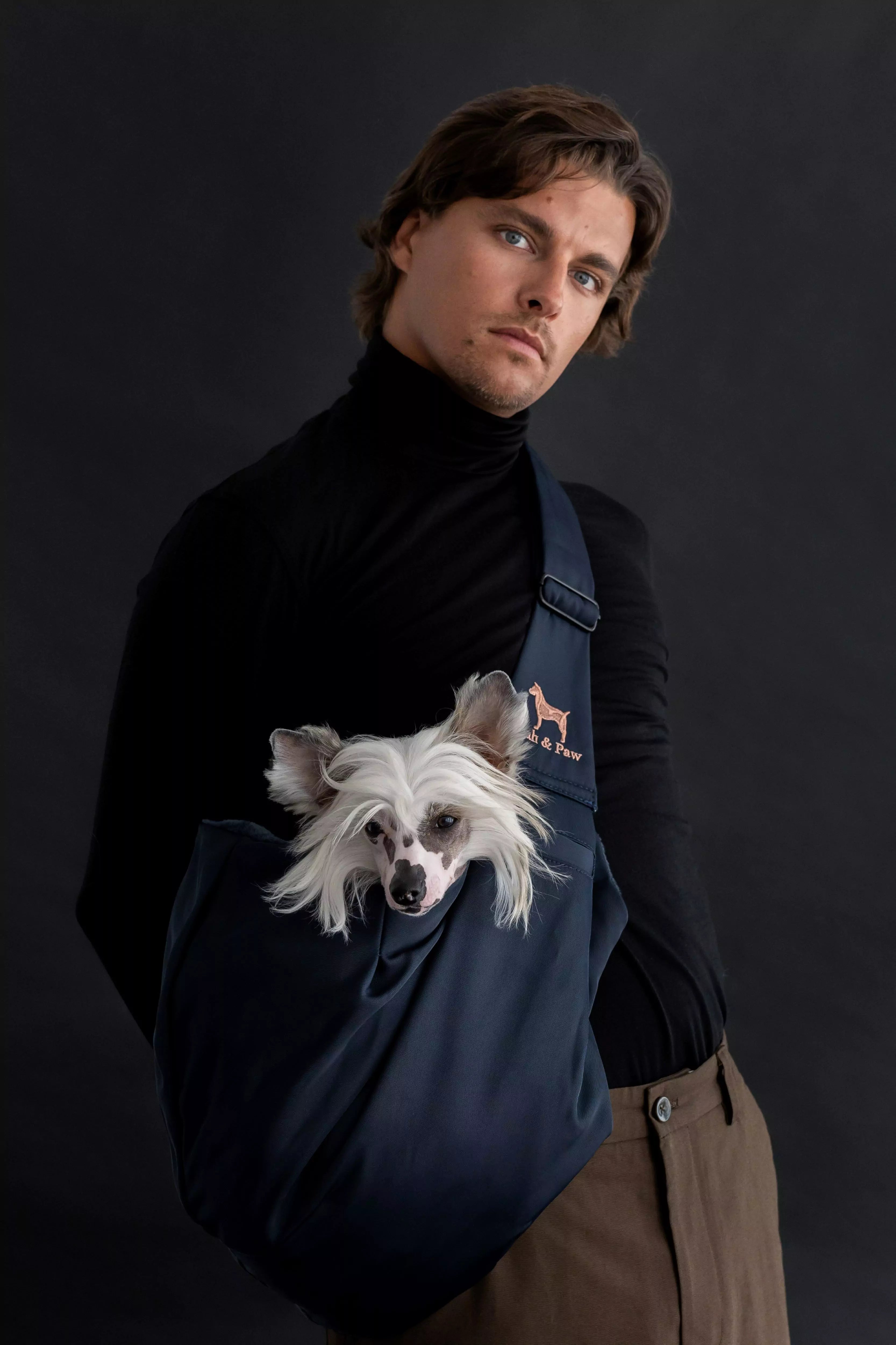 Snap Style Dog Sling Carrier - Navy Blue Twill