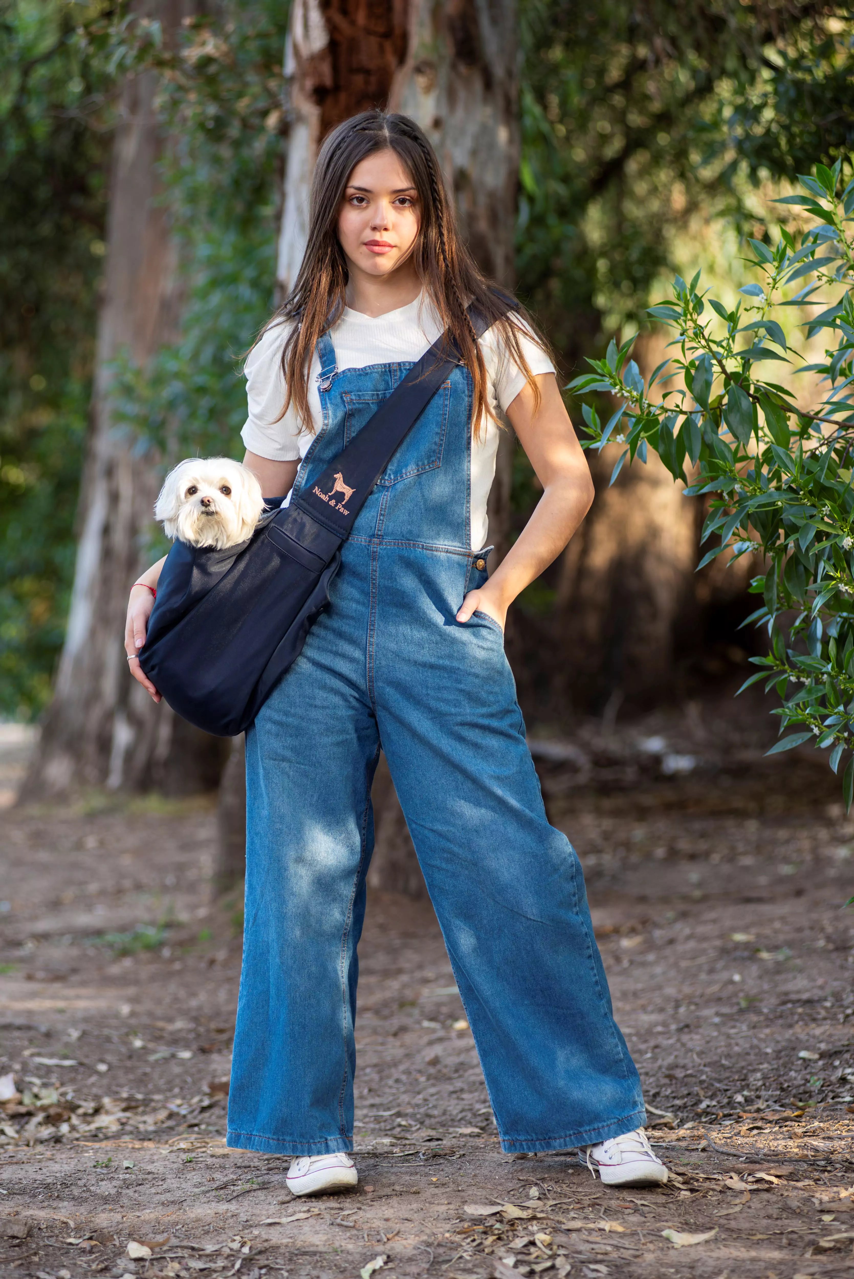 Snap Style Dog Sling Carrier - Navy Blue Twill