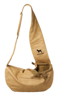 Noah & Paw 3x safety zipper dog sling carrier in vegan leather, beige, size XS