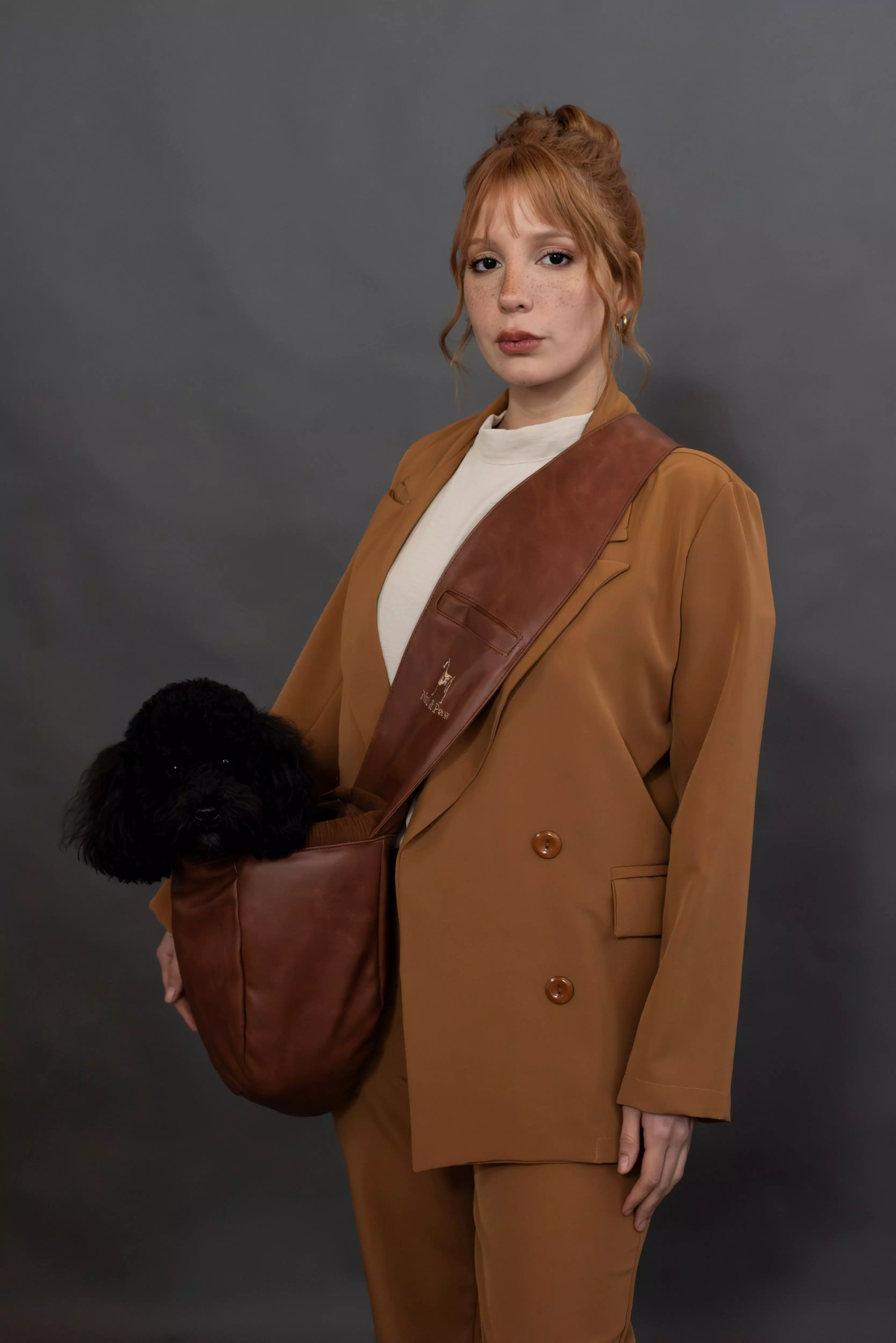 Zipper Style Dog Sling Carrier - Brown