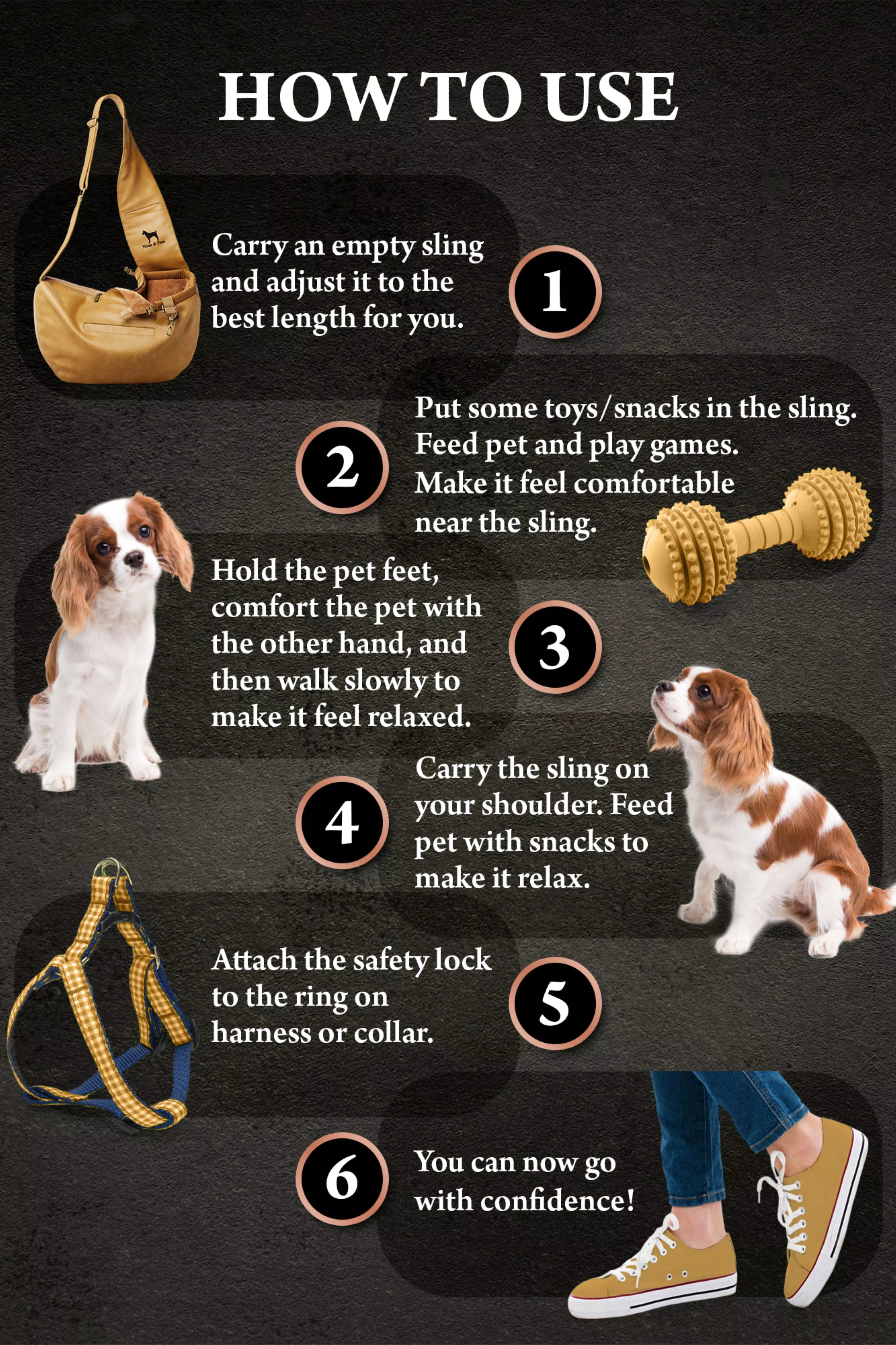 Zipper Style Dog Sling Carrier - Camel