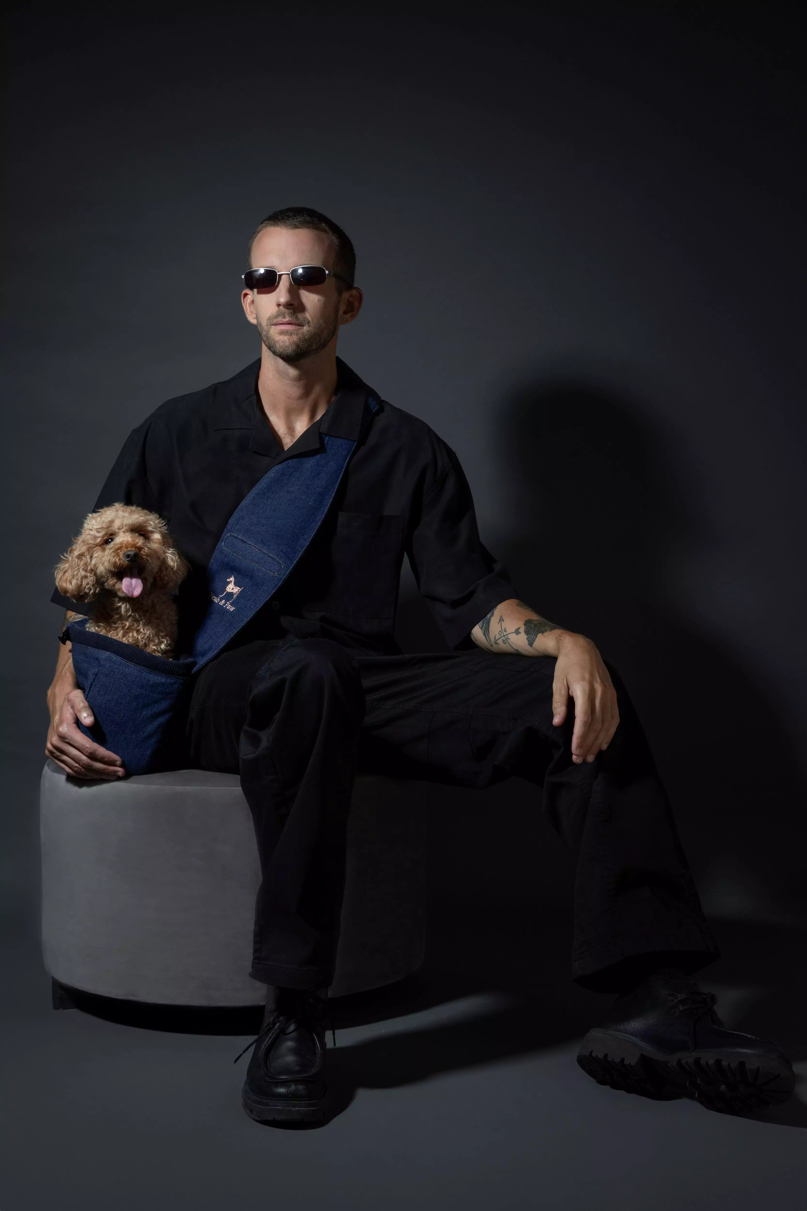 Zipper Style Dog Sling Carrier - Dark Blue Denim