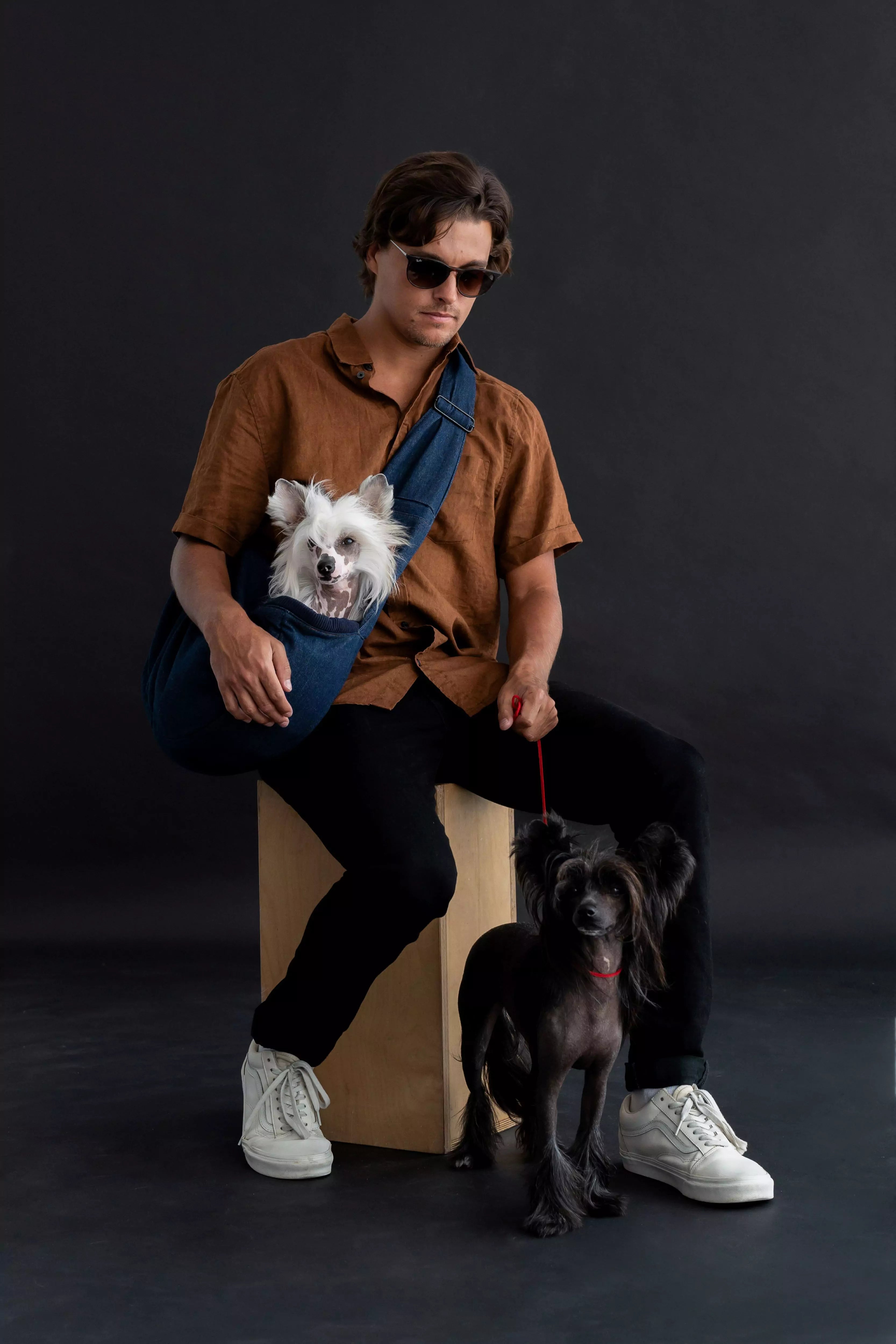 Zipper Style Dog Sling Carrier - Dark Blue Denim