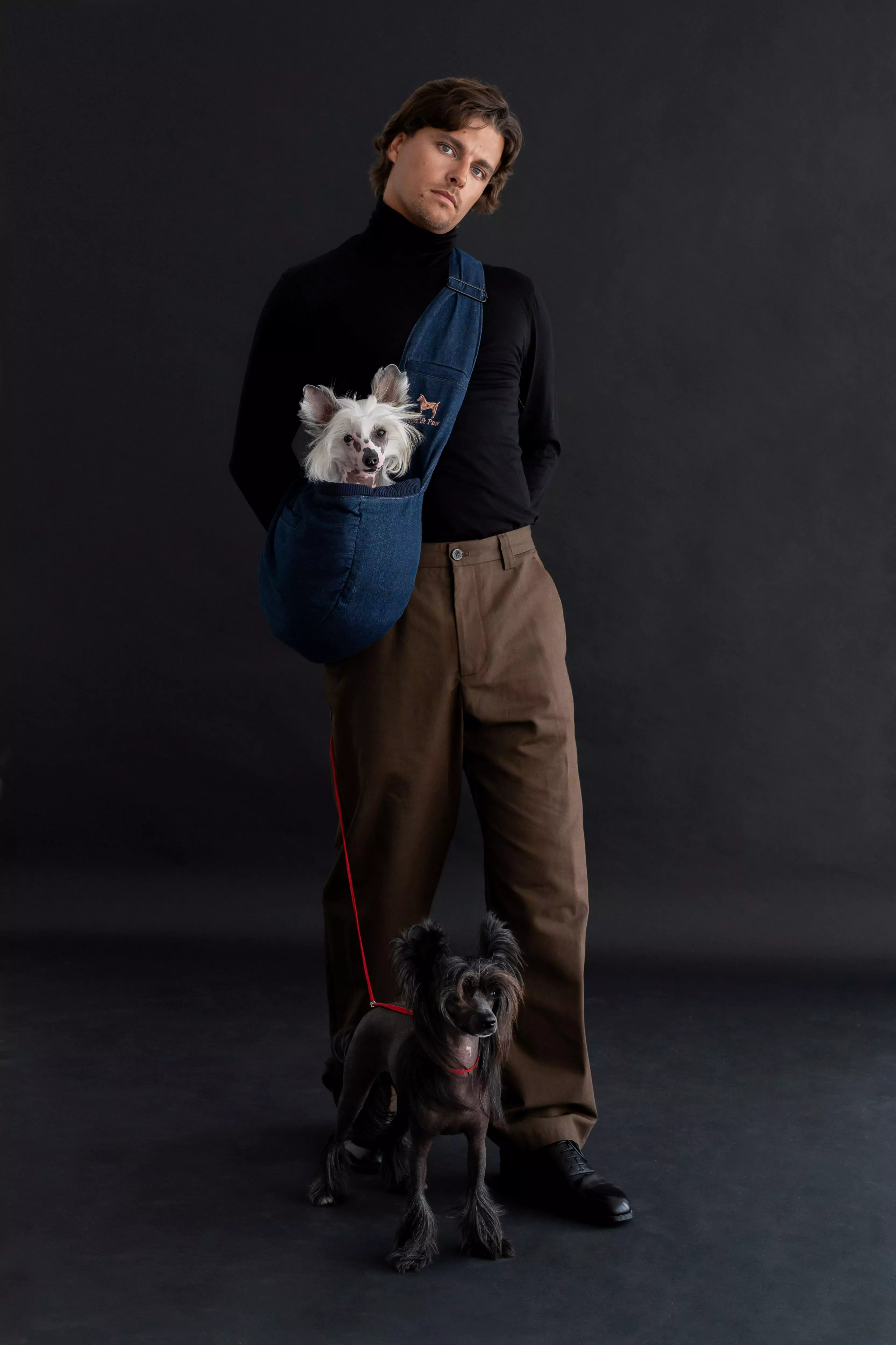 Zipper Style Dog Sling Carrier - Dark Blue Denim