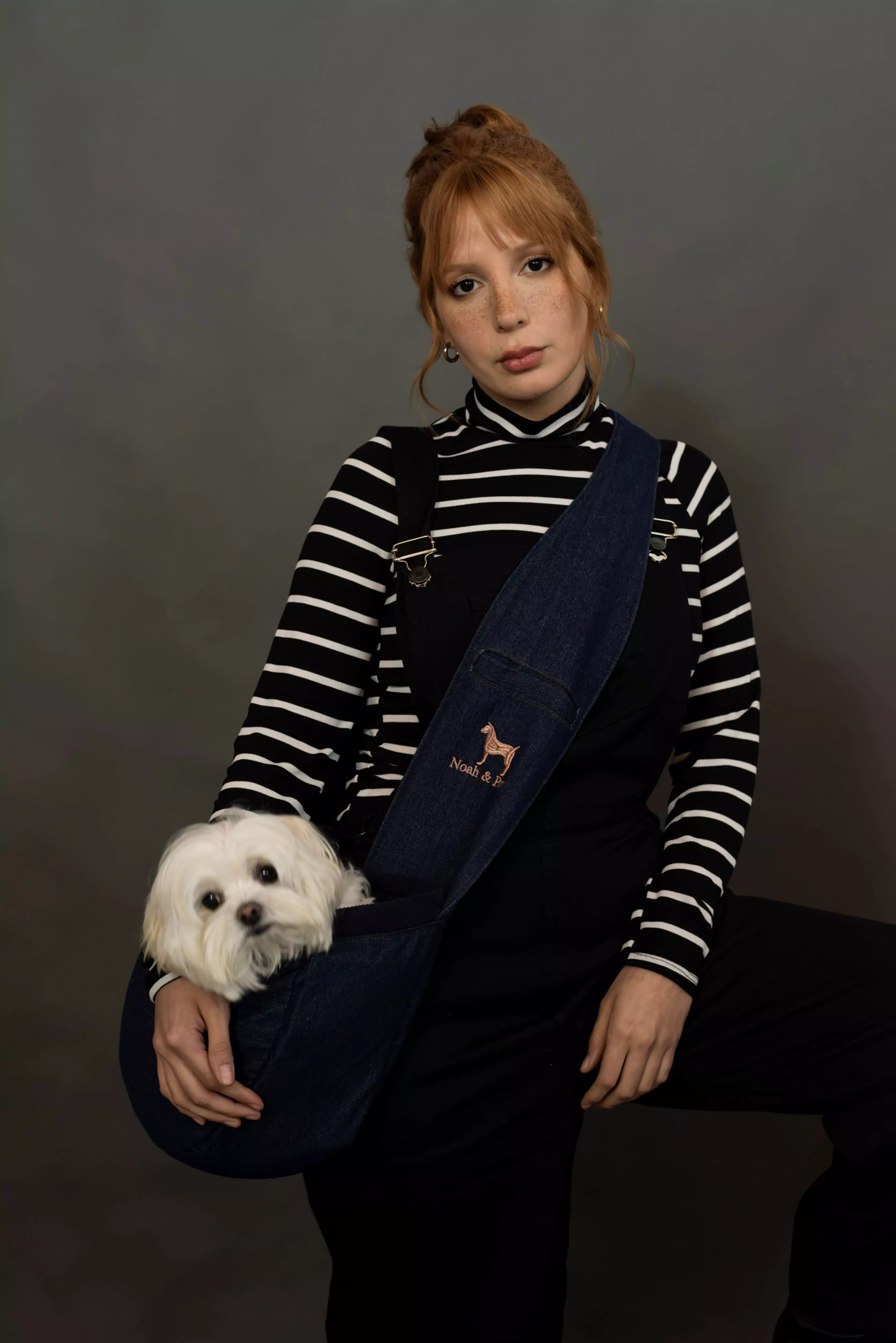 Zipper Style Dog Sling Carrier - Dark Blue Denim