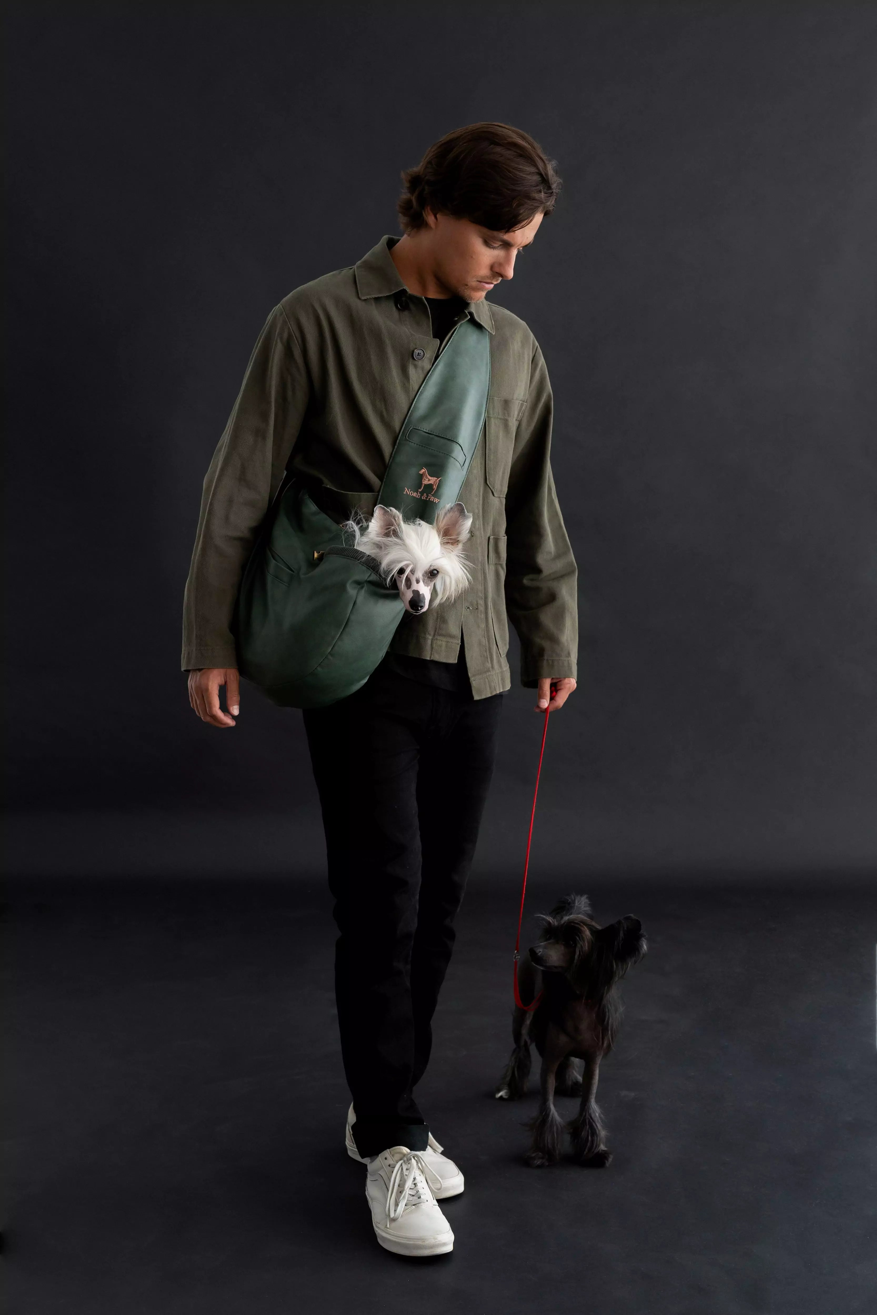 Zipper Style Dog Sling Carrier - Dark Green