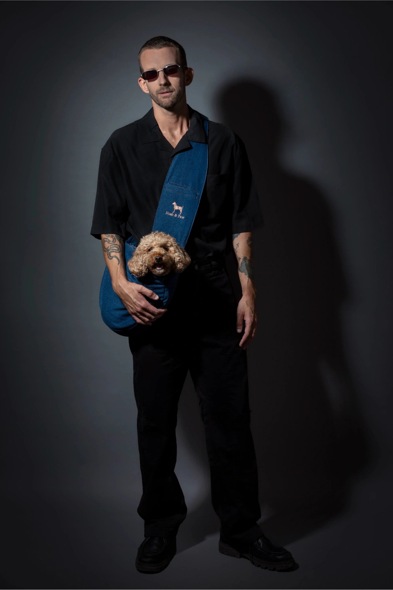 Zipper Style Dog Sling Carrier - Light Blue Denim